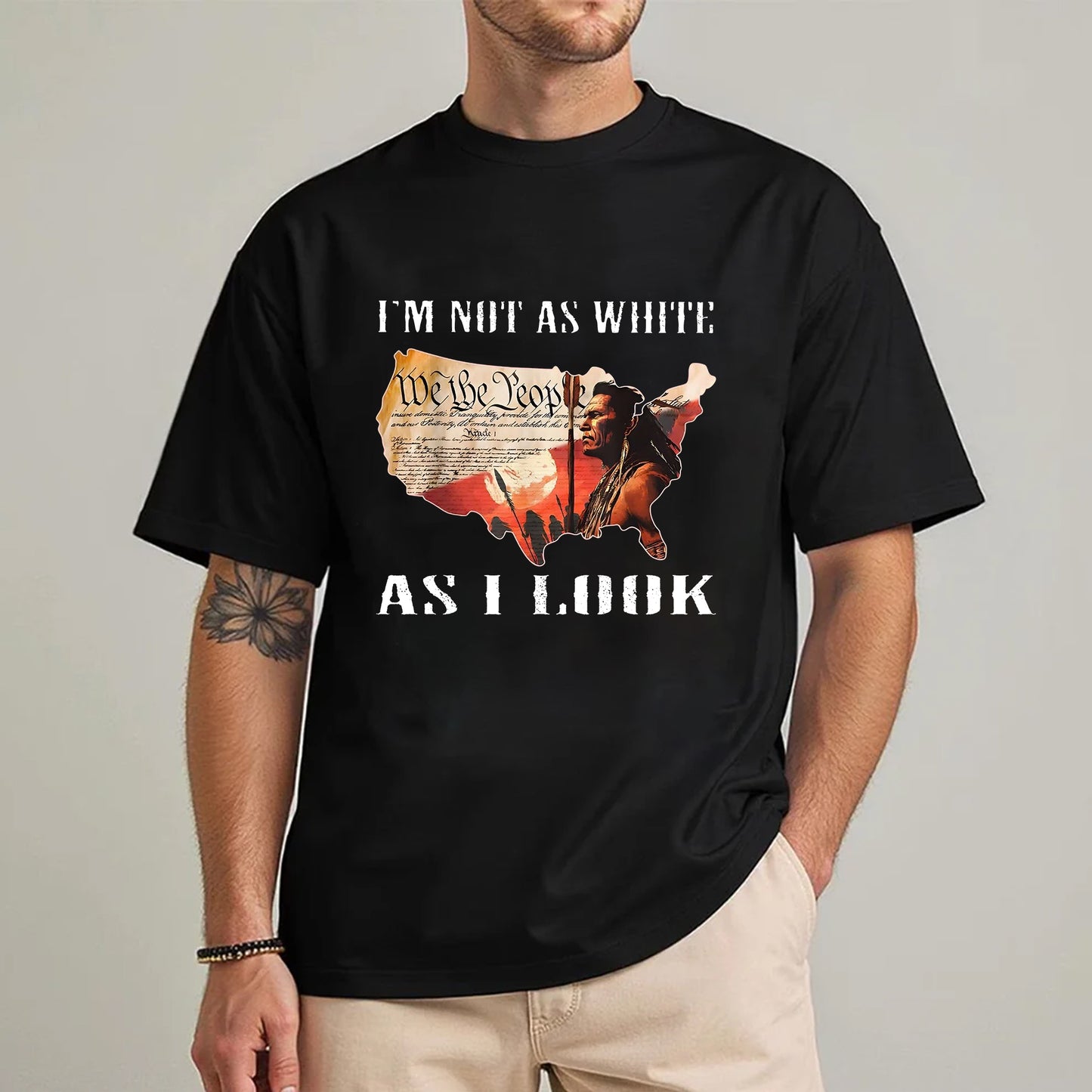 Native American Warrior - "I’m Not As White As I Look" Unisex T-Shirt/T-Shirt V-Neck/Hoodie/Sweatshirt