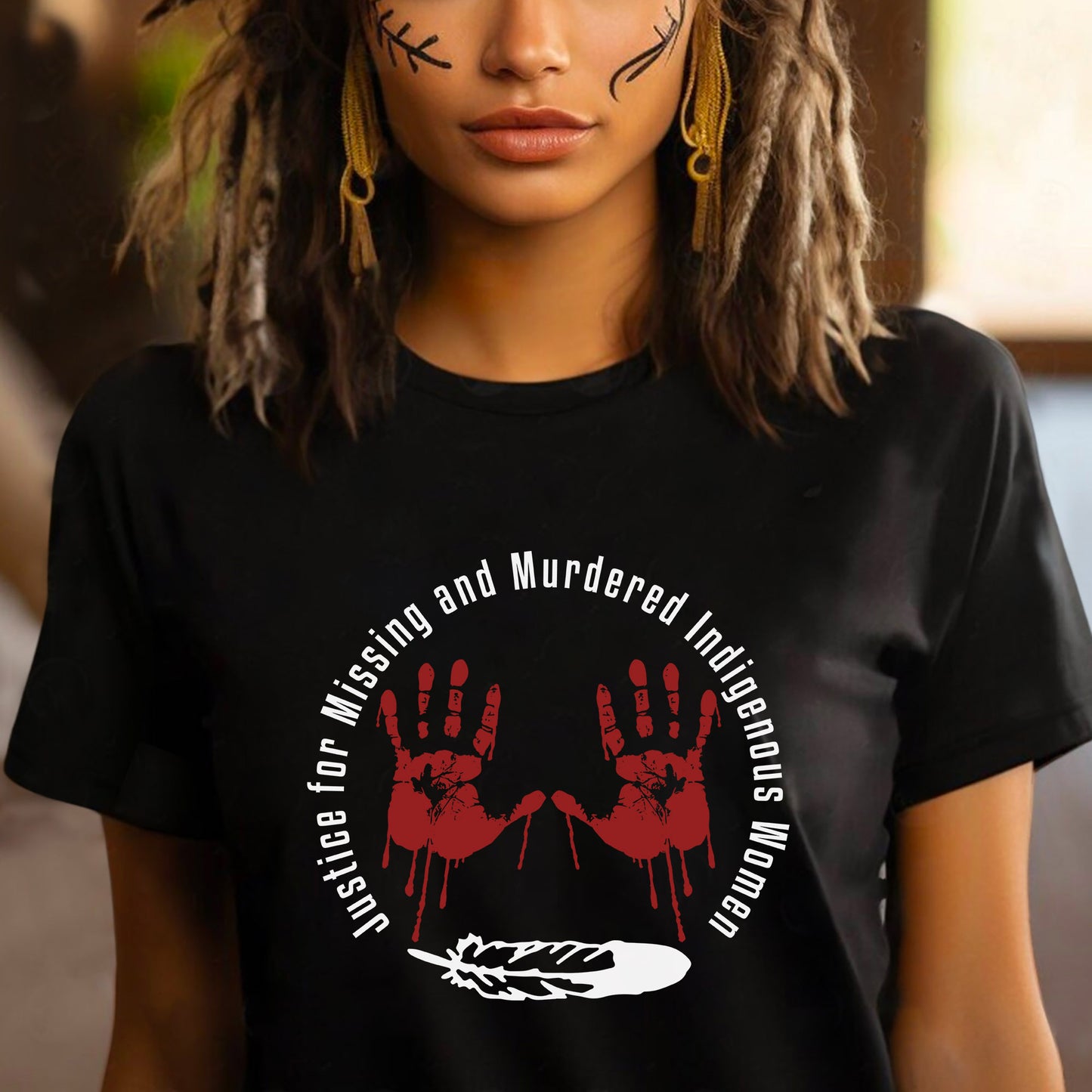 MMIW Awareness Justice For MMIW Red Hands Unisex T-Shirt/T-Shirt V-Neck/Hoodie/Sweatshirt