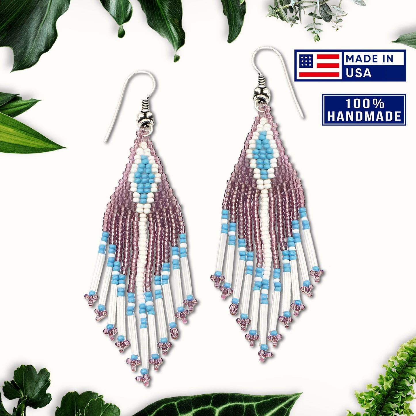 Purple Seed Beaded Handmade Earrings For Women