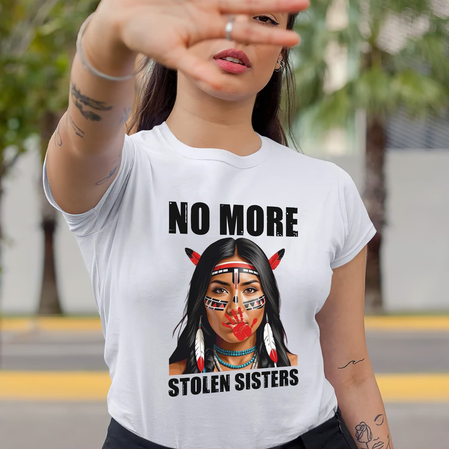 No More Stolen Sisters Red Hand - MMIW Unisex T-Shirt/Hoodie/V-Neck/Sweatshirt