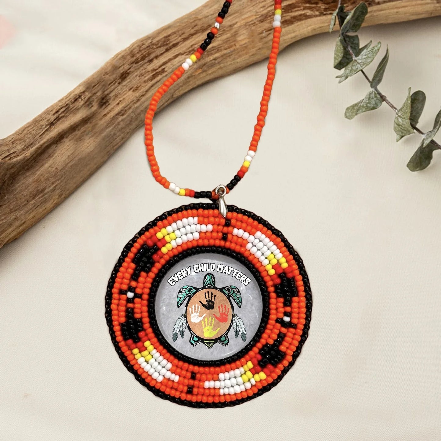 Handmade Beaded Wire Necklace Pendant Every Child Matters