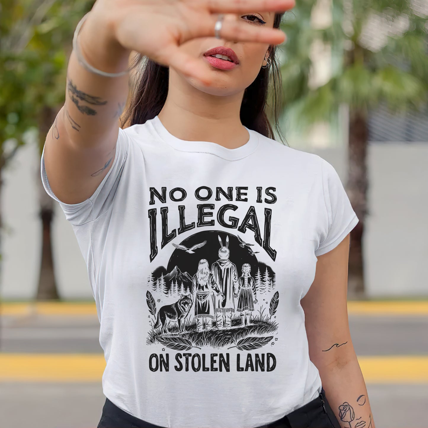 No One Is Illegal on Stolen Land Native Family Unisex T-Shirt/T-Shirt V-Neck/Hoodie/Sweatshirt