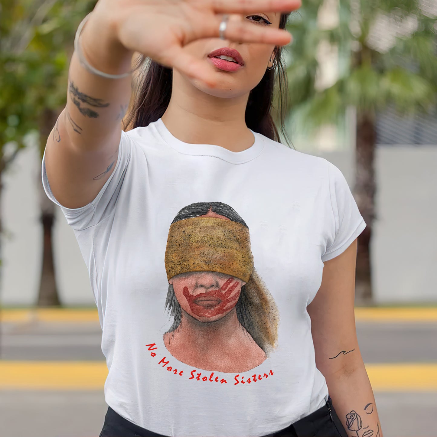 No More Stolen Sisters - MMIW Unisex Hoodie/T-Shirt/T-Shirt V-Neck/Sweatshirt - Raise Awareness for Missing Indigenous Women