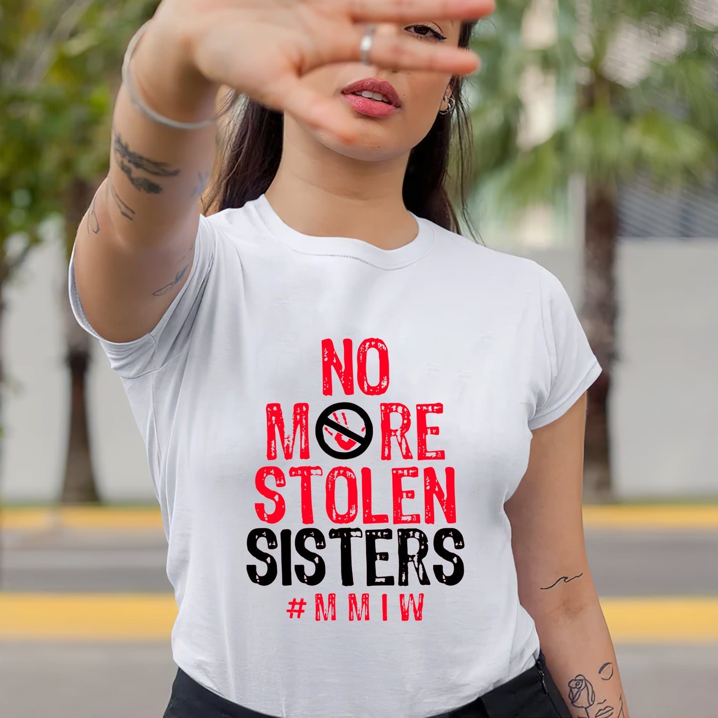 No More Stolen Sisters Red Hand - MMIW Unisex T-Shirt/Hoodie/V-Neck/Sweatshirt
