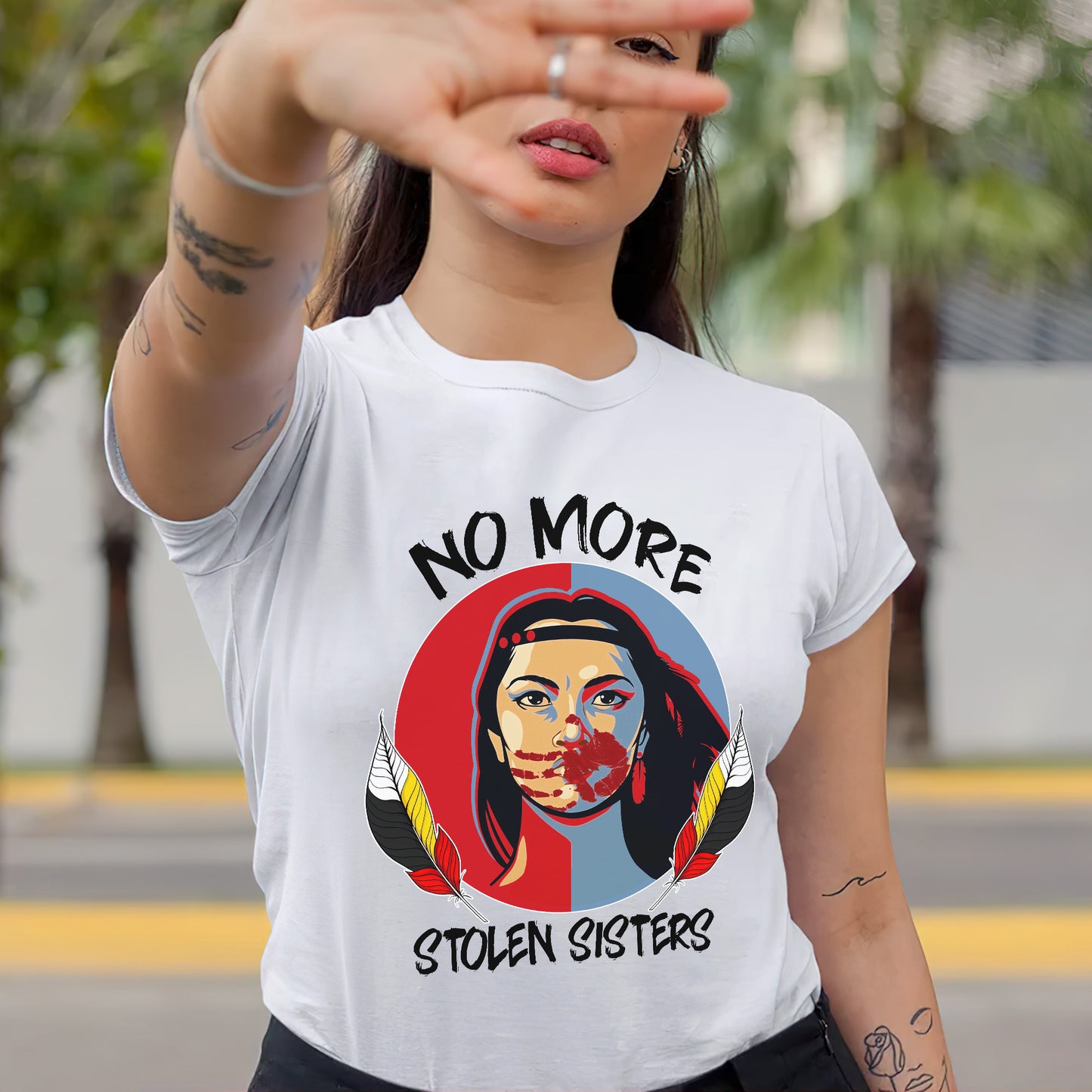 MMIW No More Stolen Sisters Red Hand Indigenous Women Empowerment Unisex T-Shirt/T-Shirt V-Neck/Hoodie/Sweatshirt