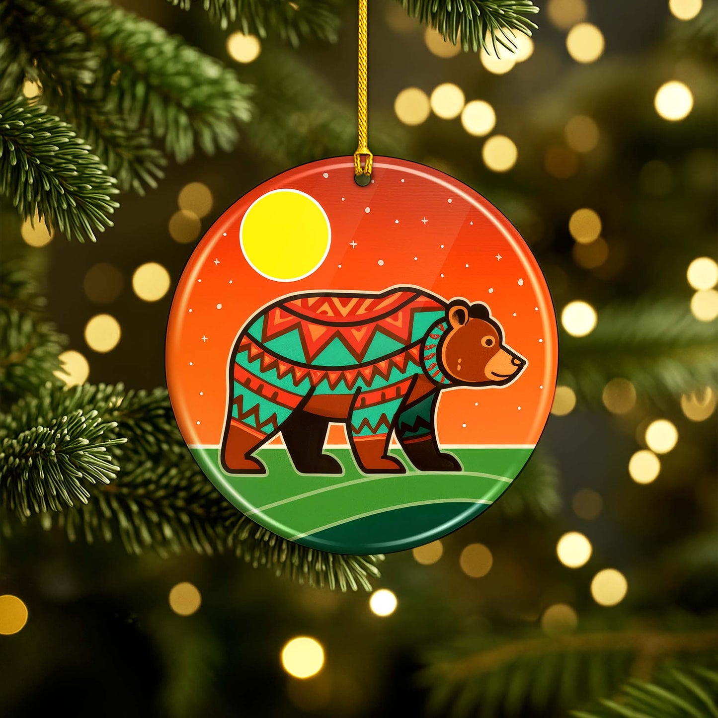Tribal Beaver Ceramic Ornament - Indigenous Inspired for Holiday Decor