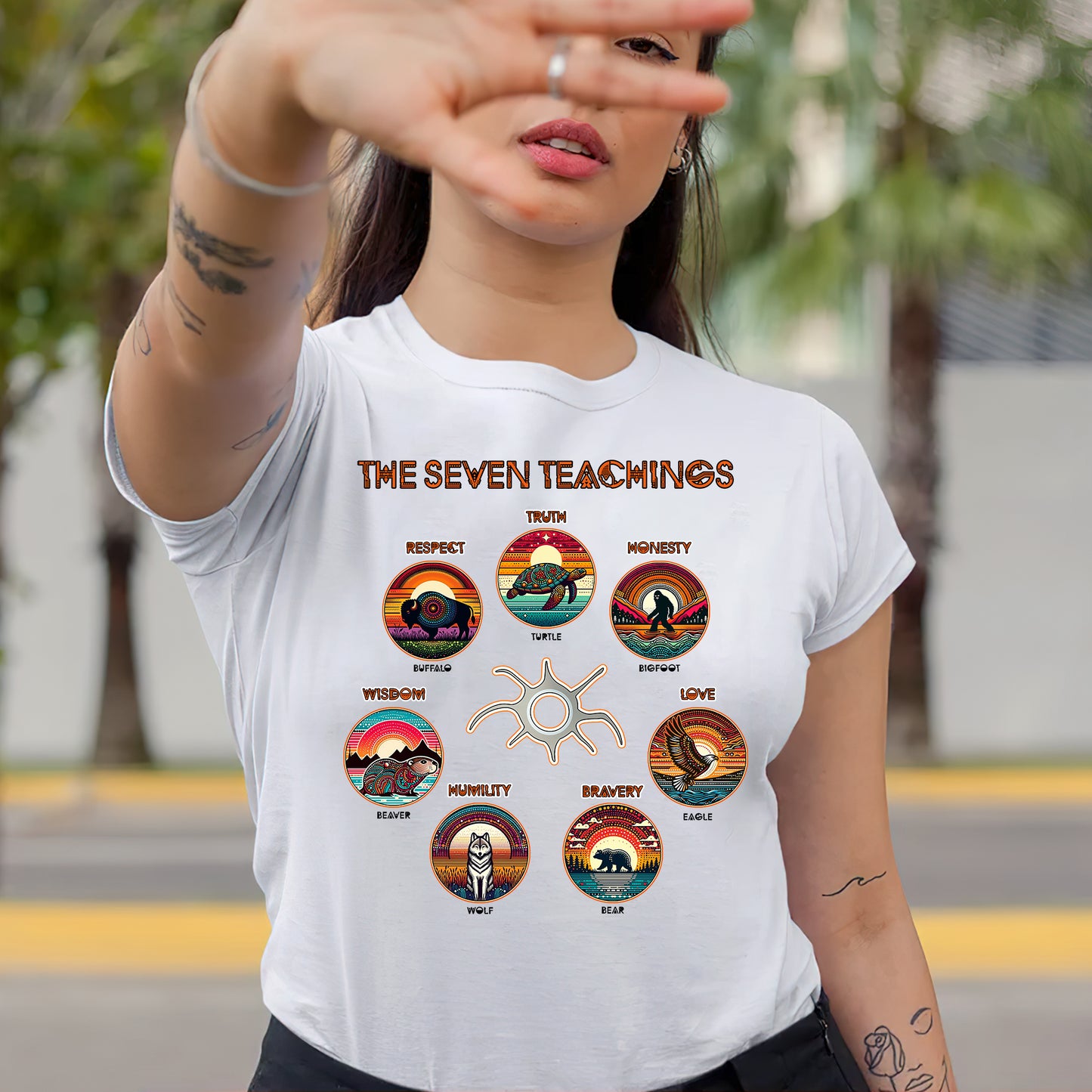 The Seven Sacred Laws Animal Symbols Indigenous Unisex T-Shirt/T-Shirt V-Neck/Hoodie/Sweatshirt