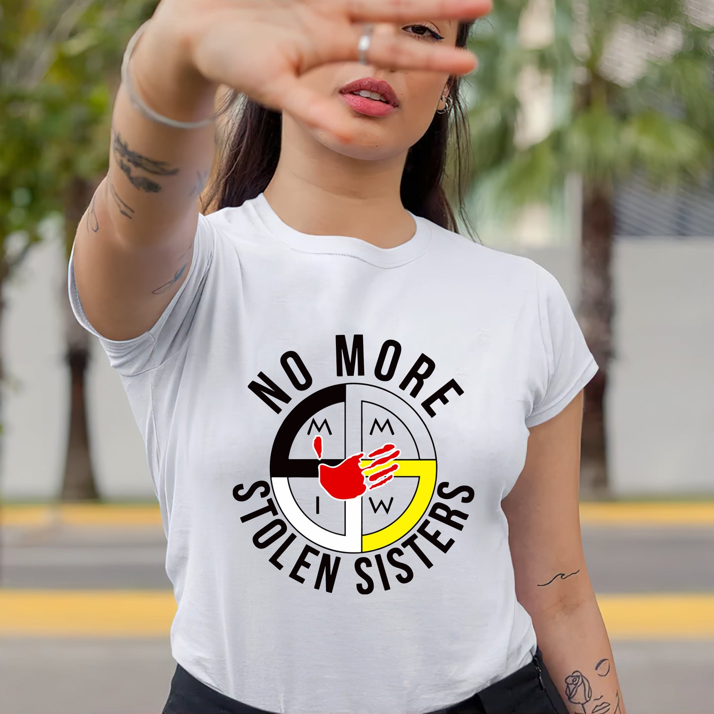 No More Stolen Sisters Red Hand - MMIW Unisex T-Shirt/Hoodie/V-Neck/Sweatshirt