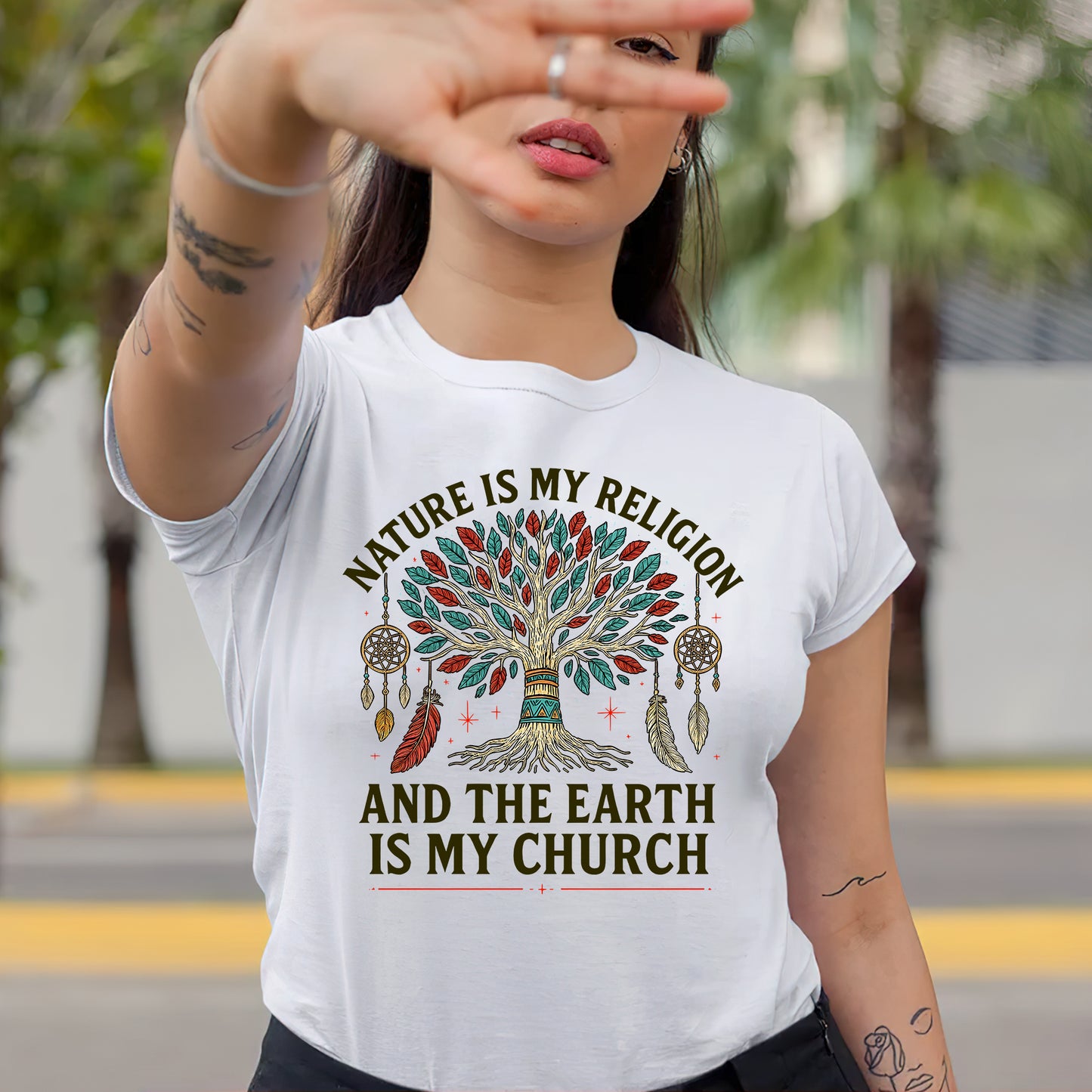 Nature Is My Religion Earth Is My Church Tree of Life Boho Unisex T-Shirt/T-Shirt V-Neck/Hoodie/Sweatshirt