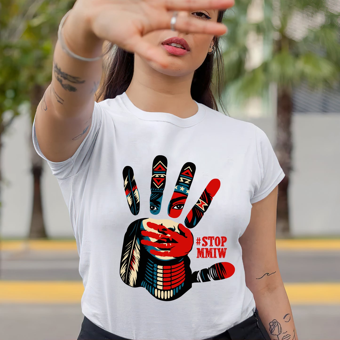 Stop Red Handprint - MMIW Unisex T-Shirt/Hoodie/V-Neck/Sweatshirt