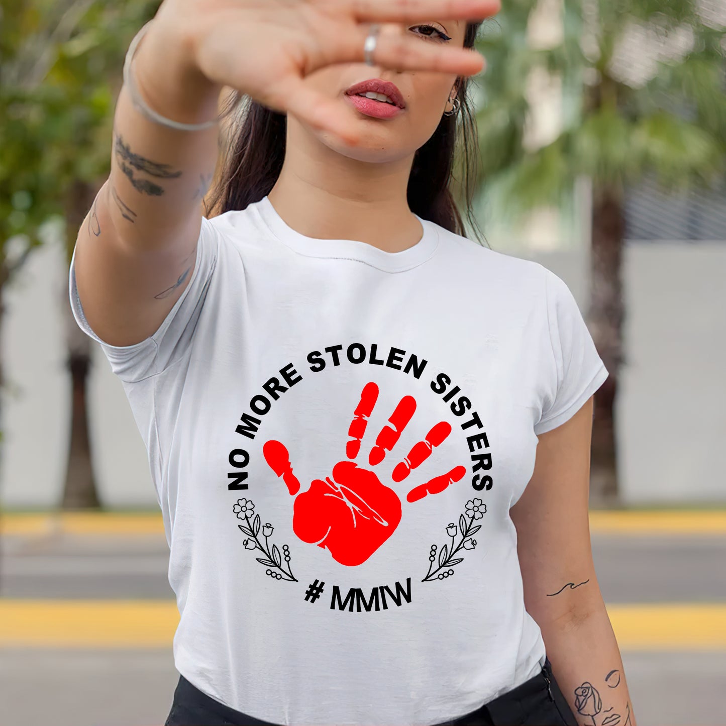 No More Stolen Sisters Red Hand - MMIW Unisex T-Shirt/Hoodie/V-Neck/Sweatshirt
