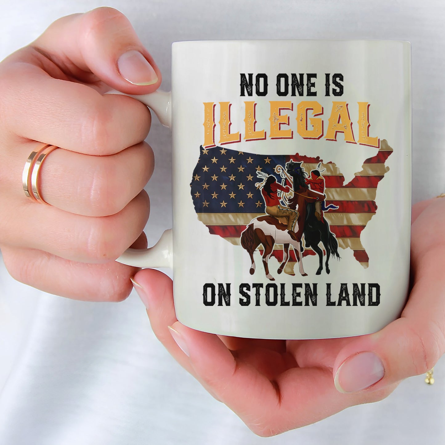 No One Is Illegal On Stolen Land Ceramic Coffee Mug 05
