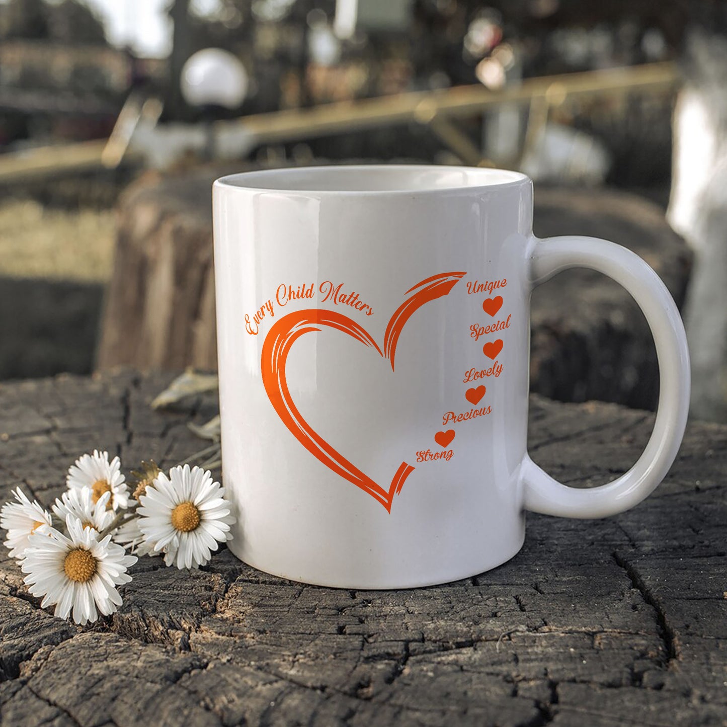 Every Child Matters Orange Heart Ceramic Coffee Mug - Native American Awareness Mug, Support for Indigenous Children