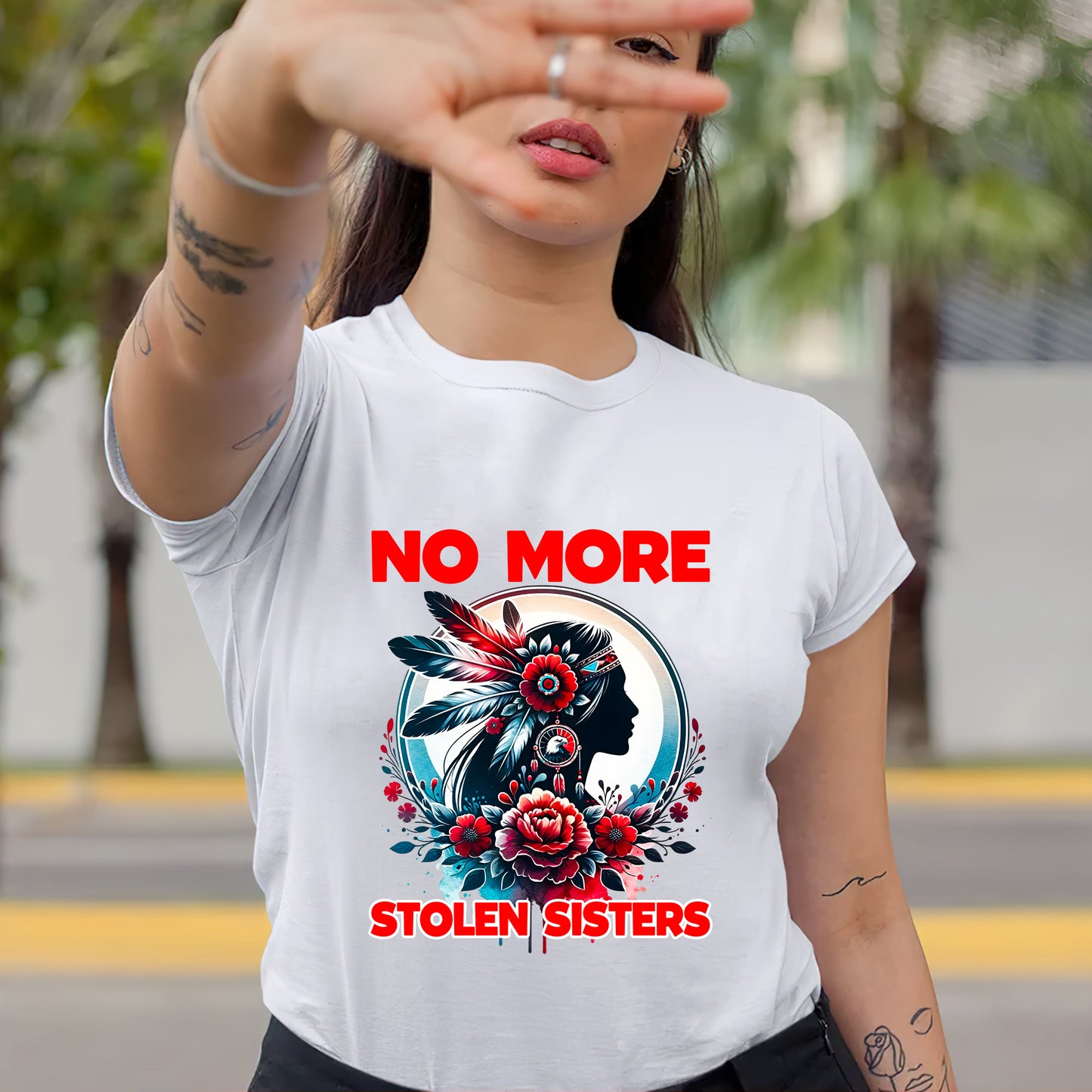 No More Stolen Sisters With Flowers - MMIW Unisex T-Shirt/Hoodie/V-Neck/Sweatshirt