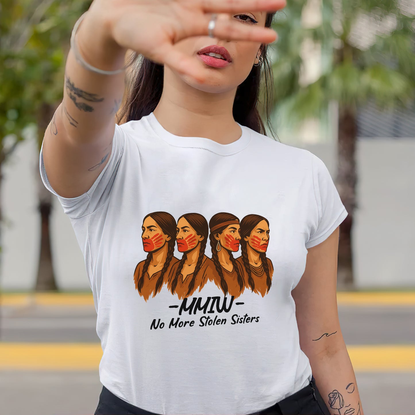 No More Stolen Sisters With Red Hand - MMIW Unisex T-Shirt/Hoodie/V-Neck/Sweatshirt