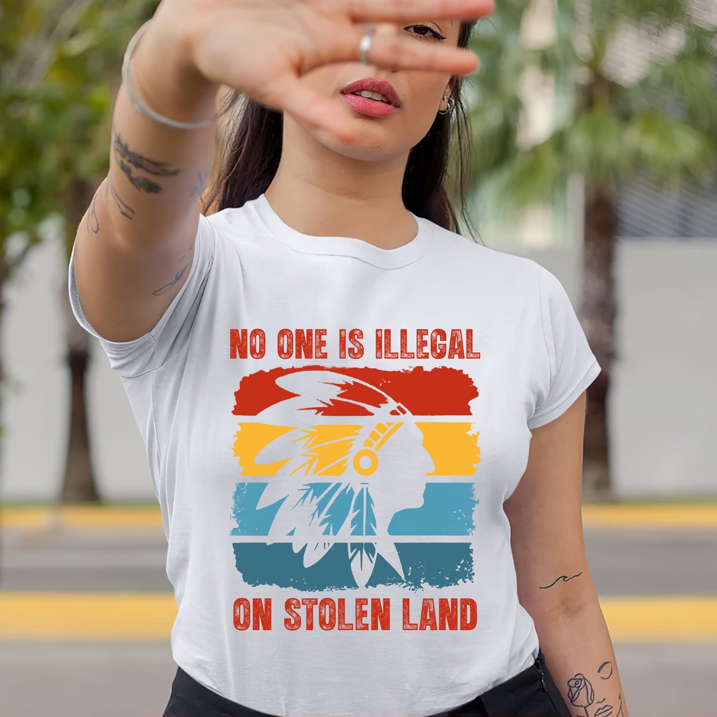 No One Is Illegal On Stolen Land - Native Land Unisex T-Shirt/Hoodie/V-Neck/Sweatshirt