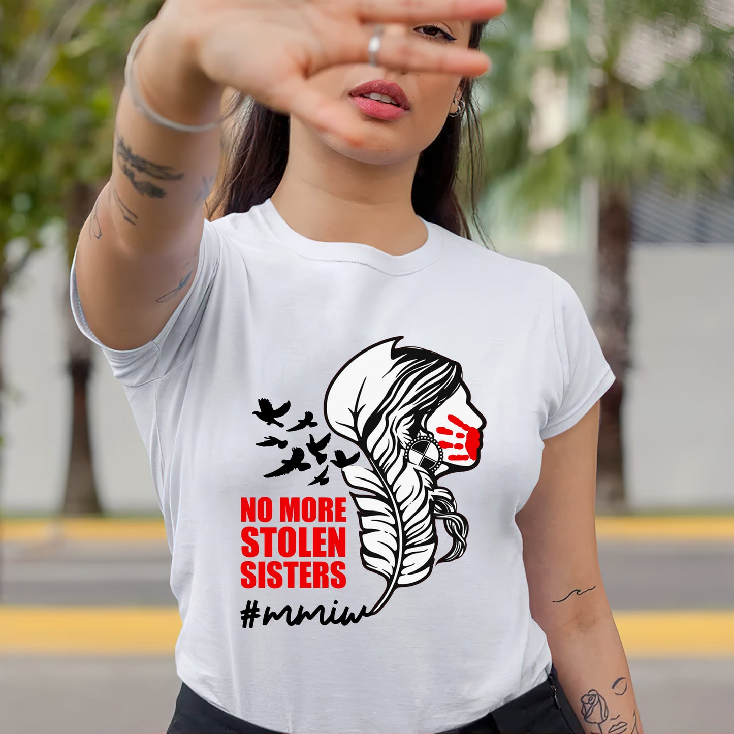 No More Stolen Sisters - MMIW Unisex Hoodie/T-Shirt/T-Shirt V-Neck/Sweatshirt - Support Missing Indigenous Women
