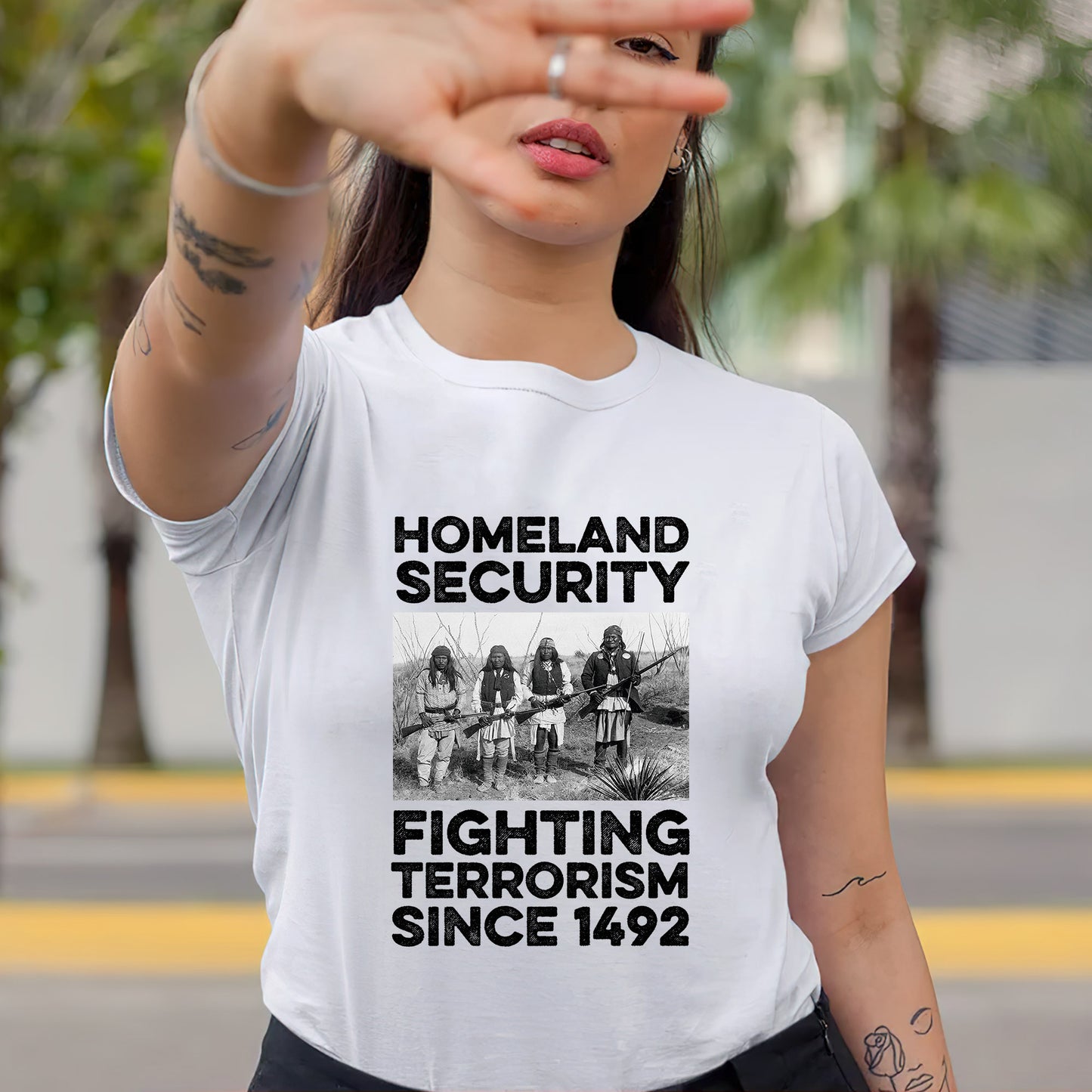 Native American Homeland Security Fighting Terrorism Since 1492 Four Man Fighting Unisex T-Shirt/Hoodie/Sweatshirt