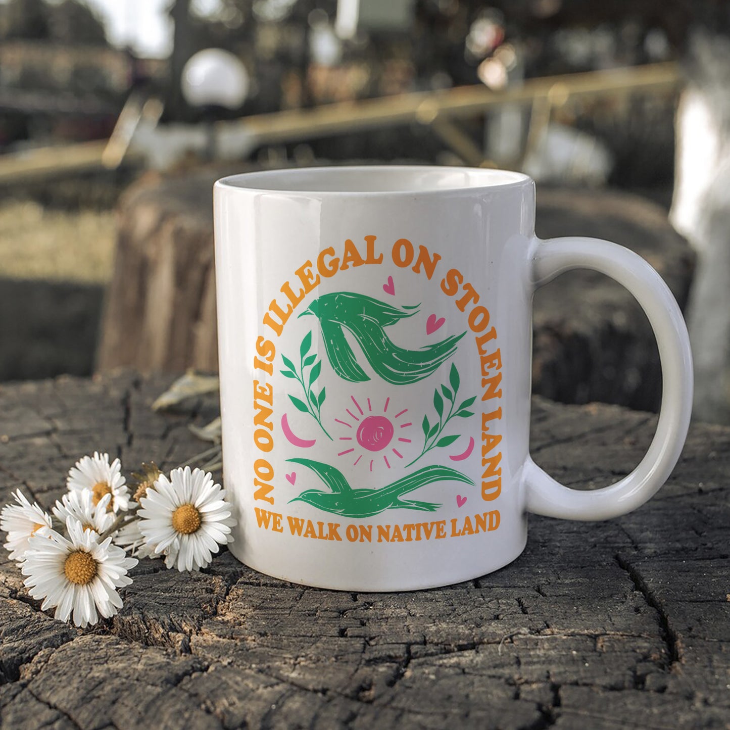 No One Is Illegal On Stolen Land. We Walk On Native Land Mug S17