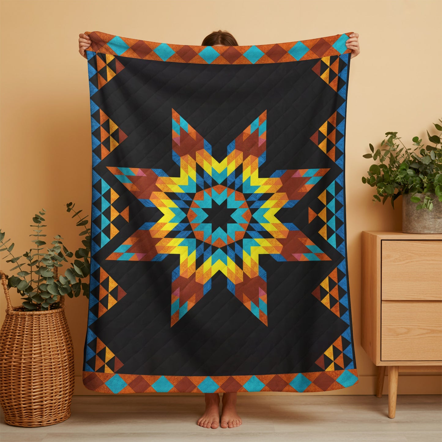 Native American Star Quilt Blanket – Sacred Morning Star Pattern