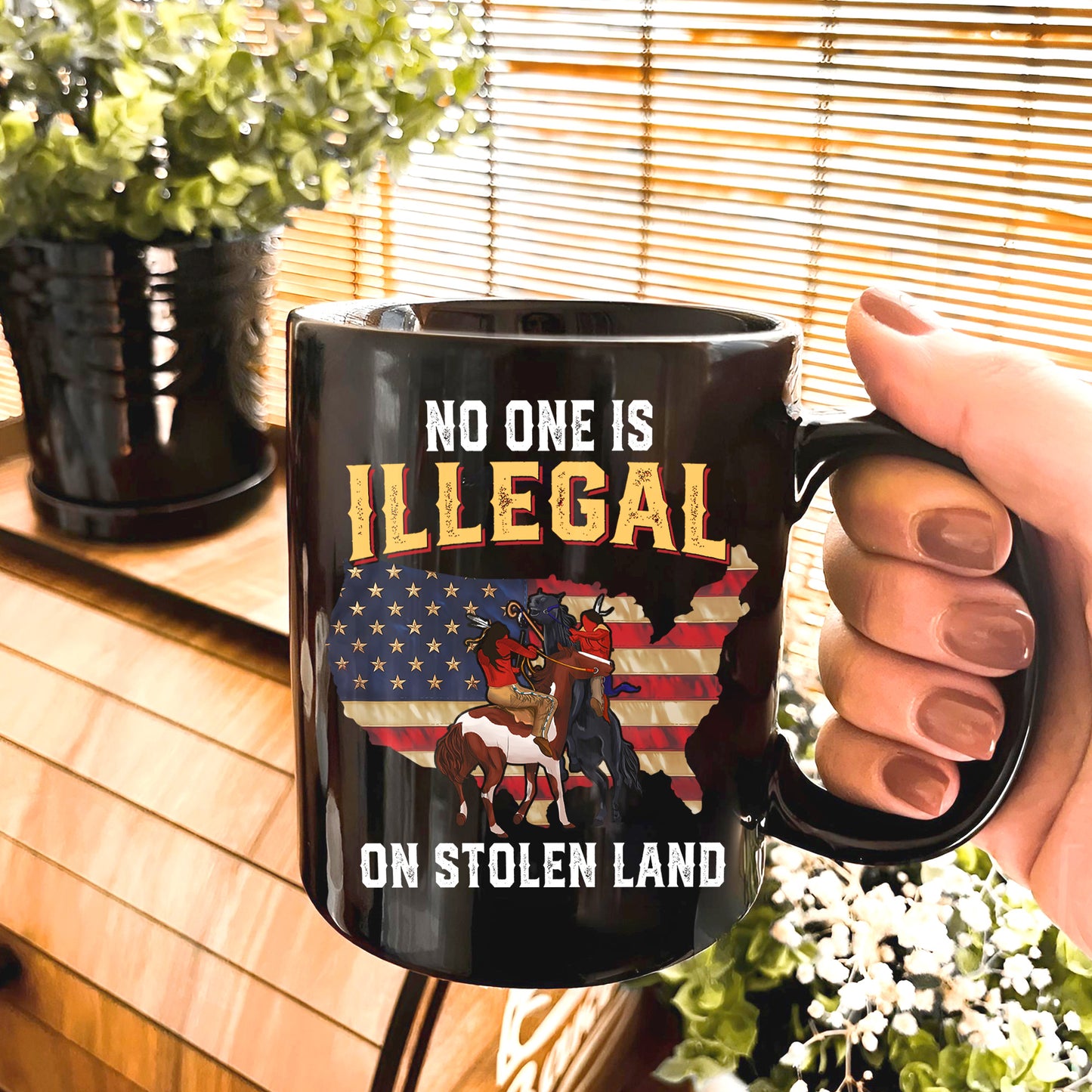 No One Is Illegal On Stolen Land Ceramic Coffee Mug 05