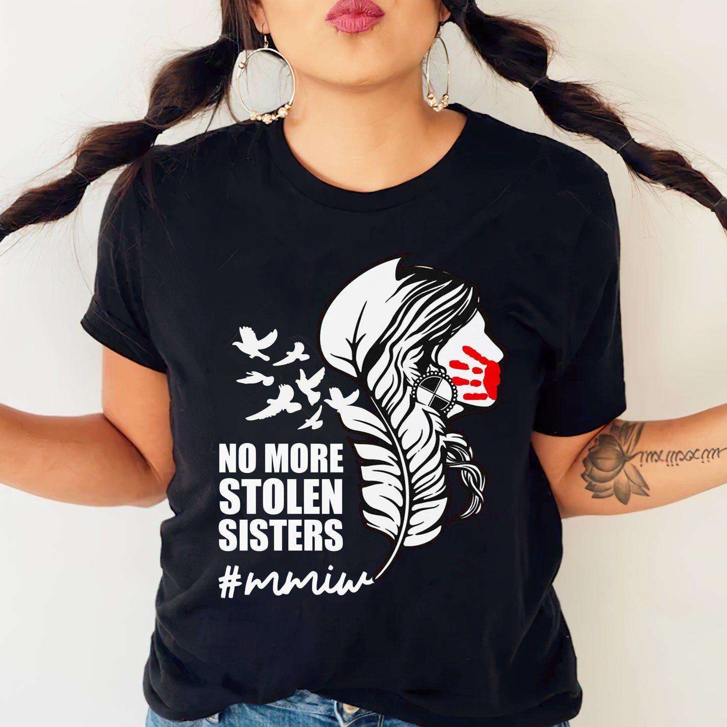 No More Stolen Sisters - MMIW Unisex Hoodie/T-Shirt/T-Shirt V-Neck/Sweatshirt - Support Missing Indigenous Women