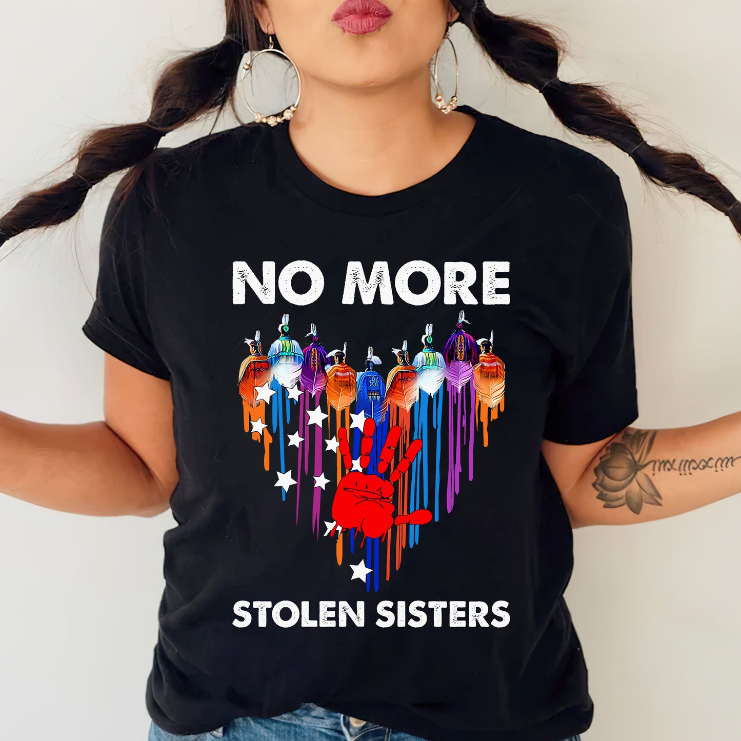 No More Stolen Sisters Red Hand Indigenous Women Awareness Unisex T-Shirt/T-Shirt V-Neck/Hoodie/Sweatshirt