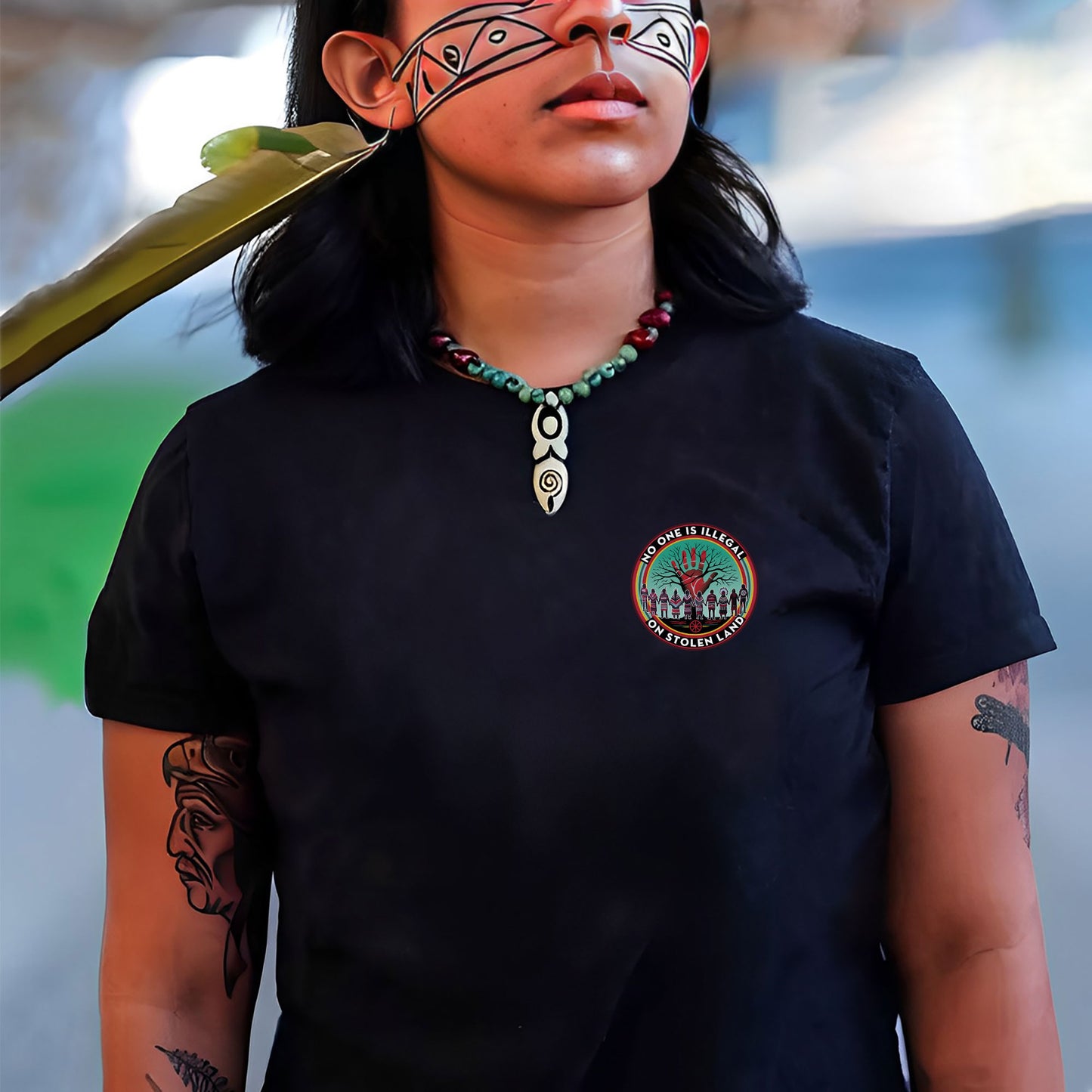 No One Is Illegal On Stolen Land β Indigenous Rights Unisex - Two sides - T-Shirt/T-Shirt V-Neck/Hoodie/Sweatshirt