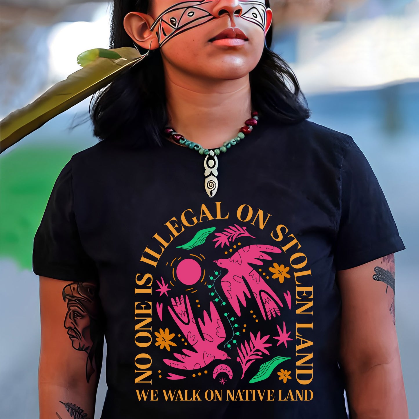 NO ONE IS ILLEGAL ON STOLEN LAND. WE WALK ON NATIVE LAND - One sides - Unisex Style 2 T-Shirt/Hoodie/Sweatshirt
