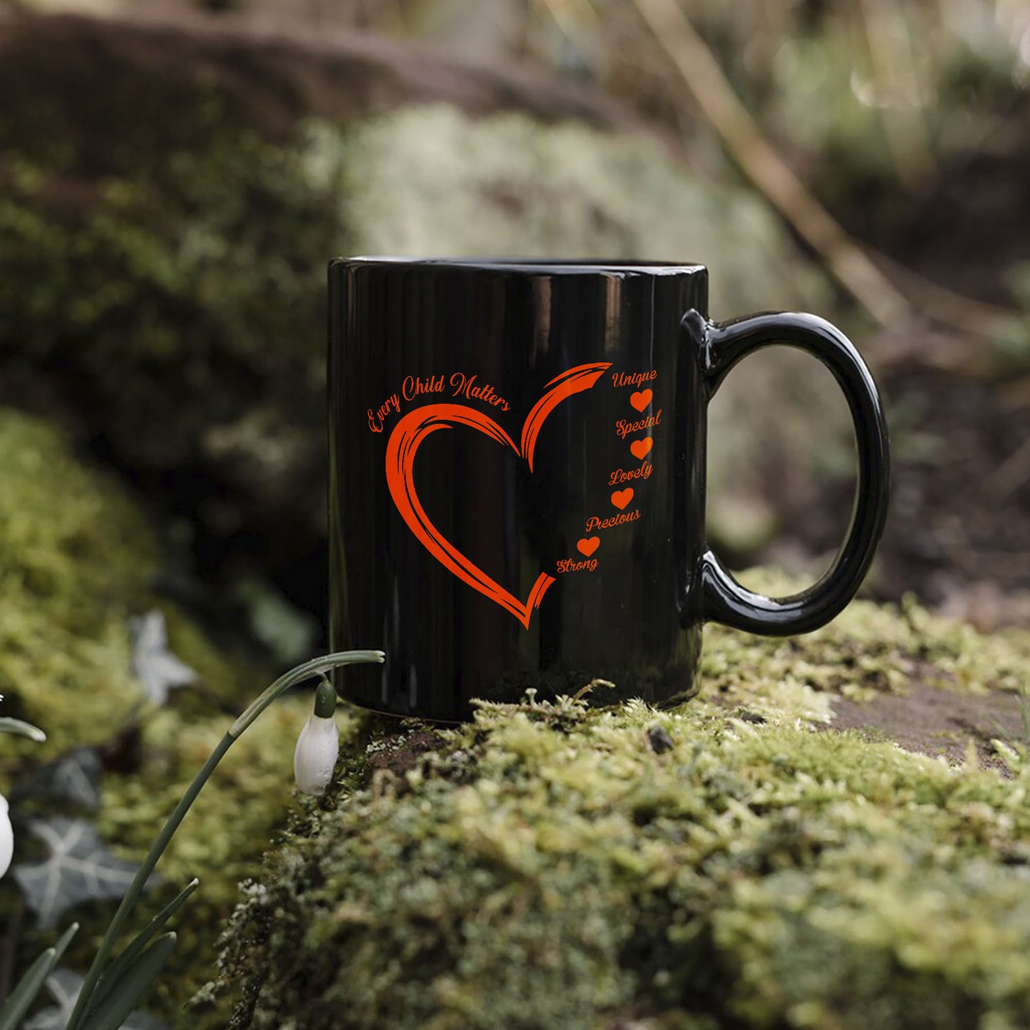Every Child Matters Orange Heart Ceramic Coffee Mug - Native American Awareness Mug, Support for Indigenous Children