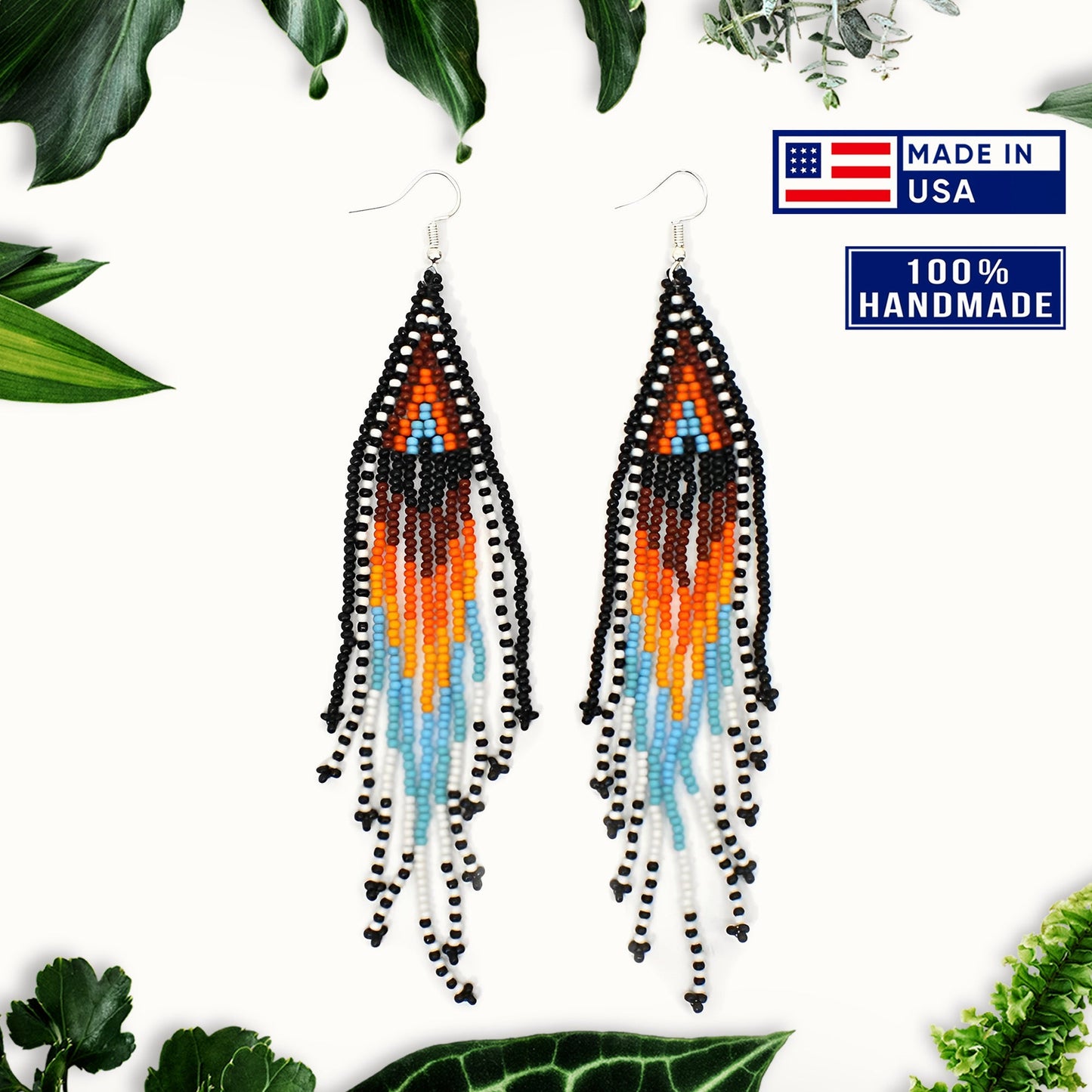 Sun Multi-Color Hook Beaded Handmade Earrings For Women