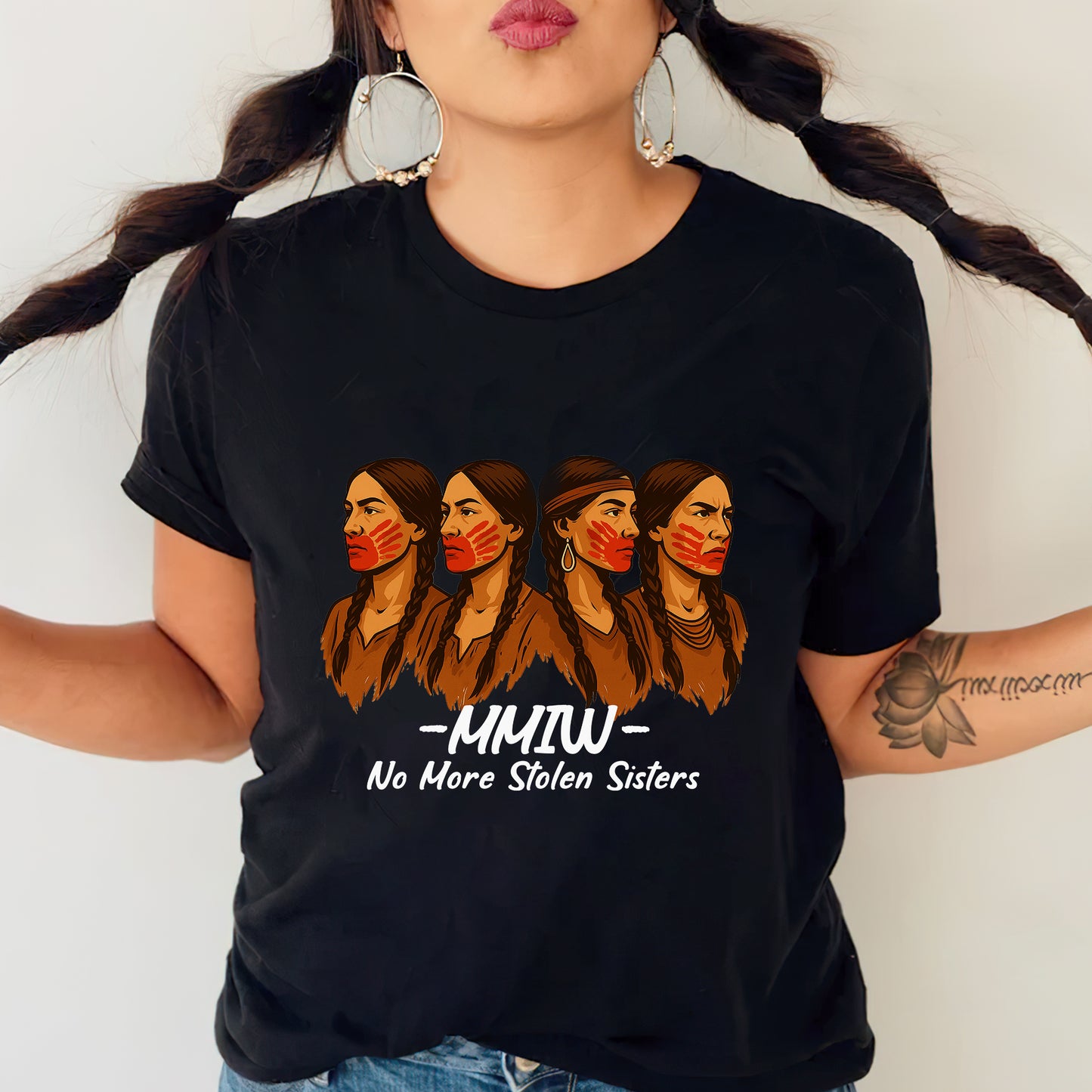No More Stolen Sisters With Red Hand - MMIW Unisex T-Shirt/Hoodie/V-Neck/Sweatshirt