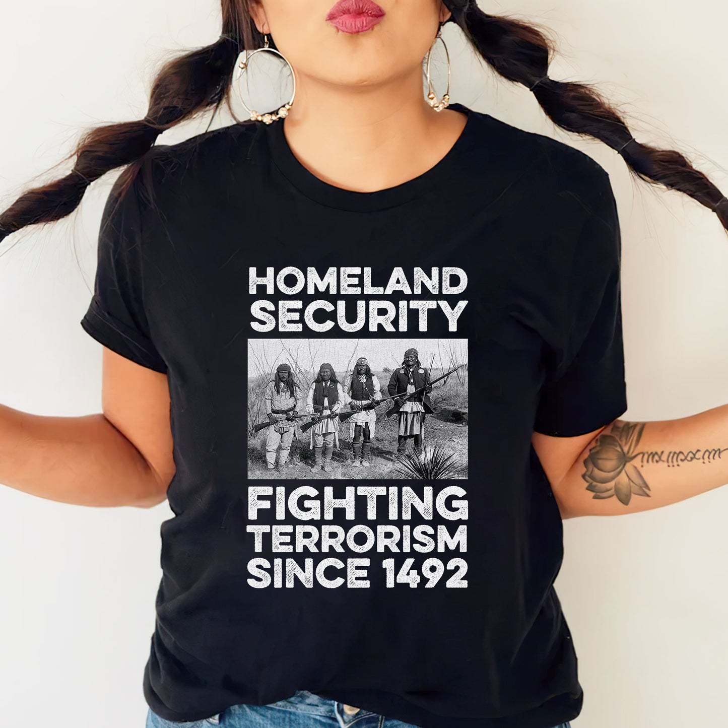 Native American Homeland Security Fighting Terrorism Since 1492 Four Man Fighting Unisex T-Shirt/Hoodie/Sweatshirt
