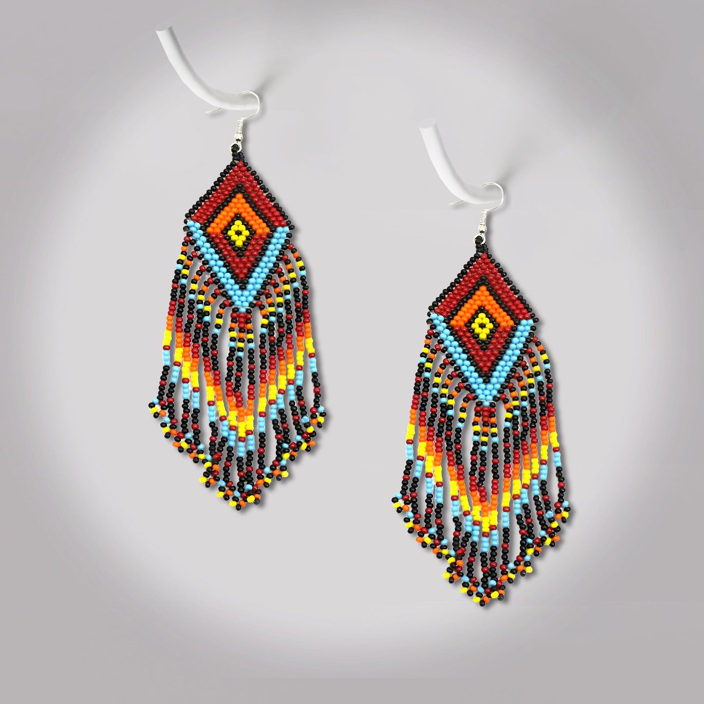 Native Style Multi-Color Long Beaded Handmade Earrings For Women