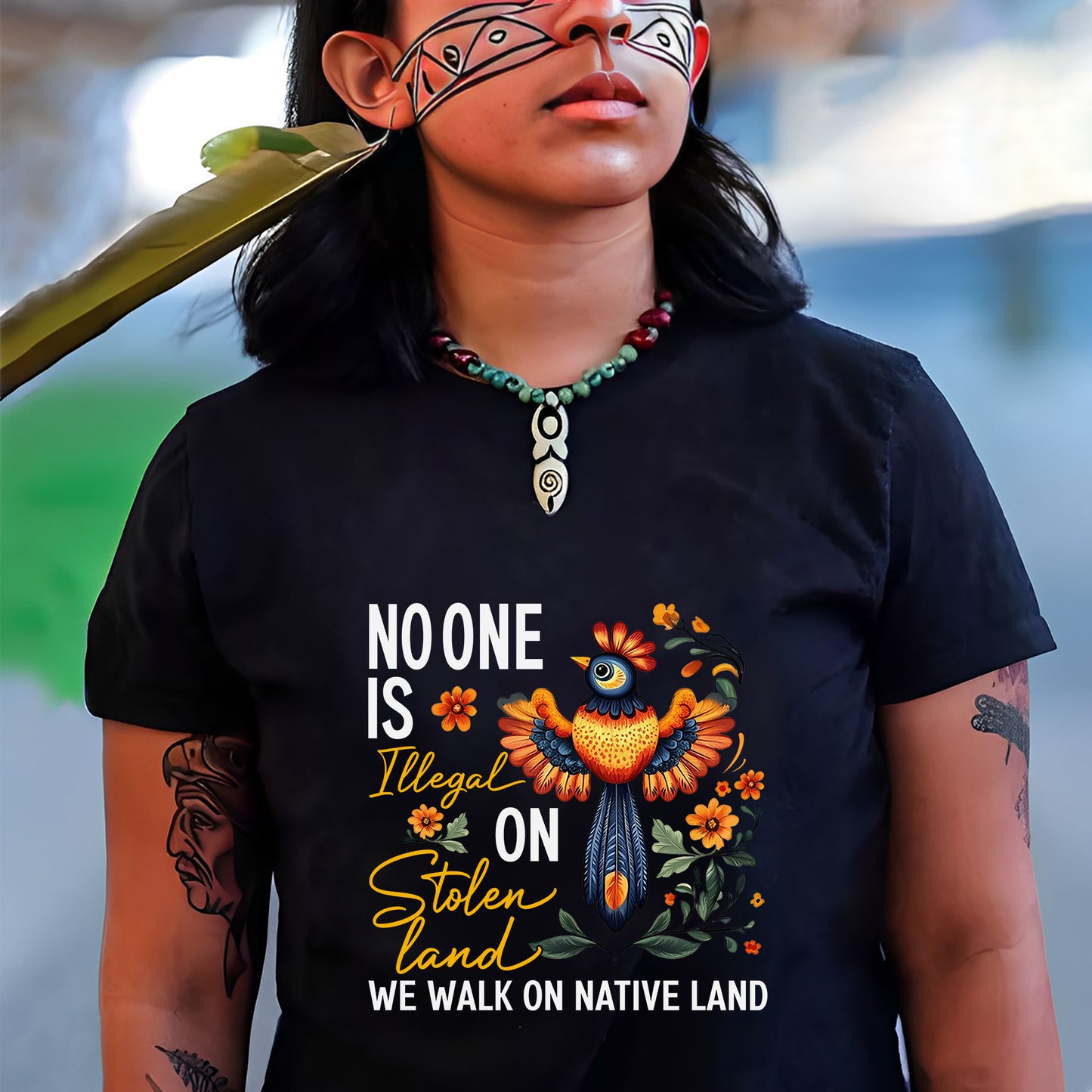 NO ONE IS ILLEGAL ON STOLEN LAND. WE WALK ON NATIVE LAND 24 - One sides - Unisex T-Shirt/T-Shirt V-Neck/Hoodie/Sweatshirt