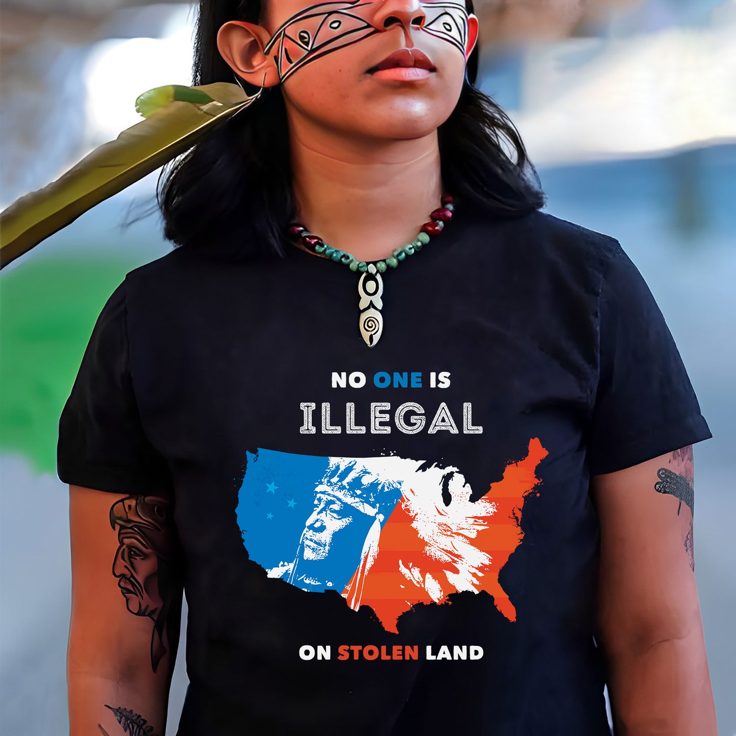 NO ONE IS ILLEGAL ON STOLEN LAND. WE WALK ON NATIVE LAND 22 - One sides - Unisex T-Shirt/T-Shirt V-Neck/Hoodie/Sweatshirt