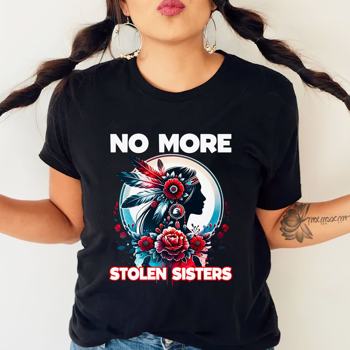 No More Stolen Sisters With Flowers - MMIW Unisex T-Shirt/Hoodie/V-Neck/Sweatshirt