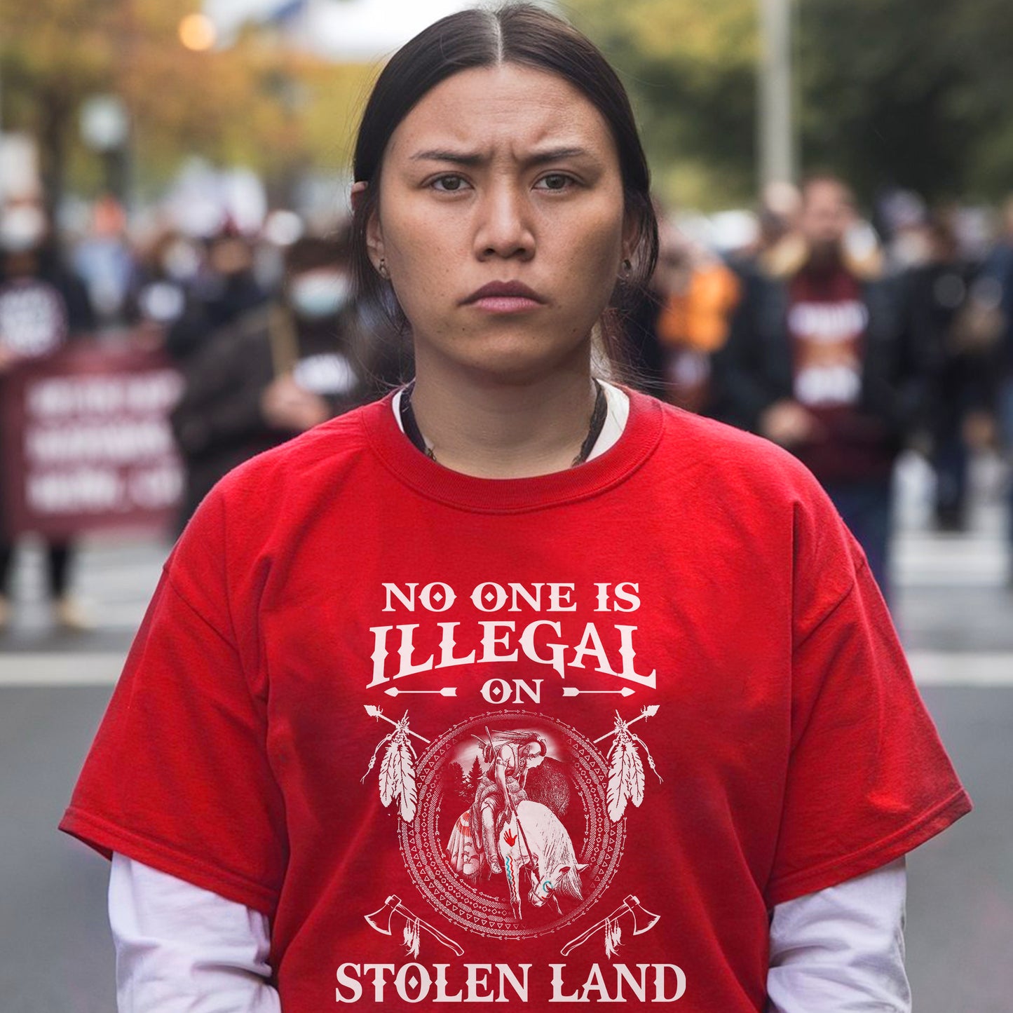 No One Is Illegal On Stolen Land. We Walk On Native Land Style 5 - One Side Unisex T-Shirt/Hoodie/Sweatshirt