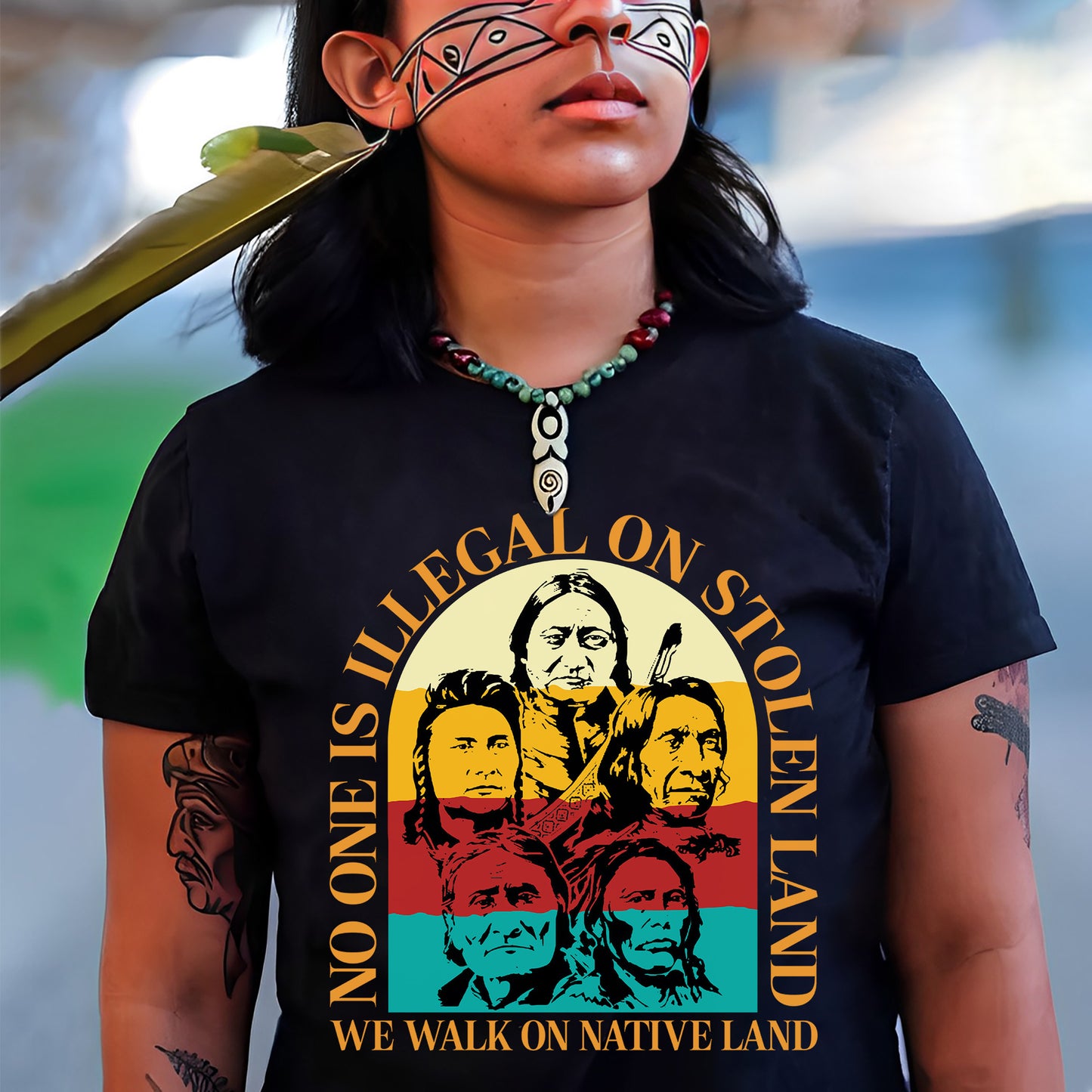 NO ONE IS ILLEGAL ON STOLEN LAND. WE WALK ON NATIVE LAND 16 - One sides - Unisex T-Shirt/T-Shirt V-Neck/Hoodie/Sweatshirt