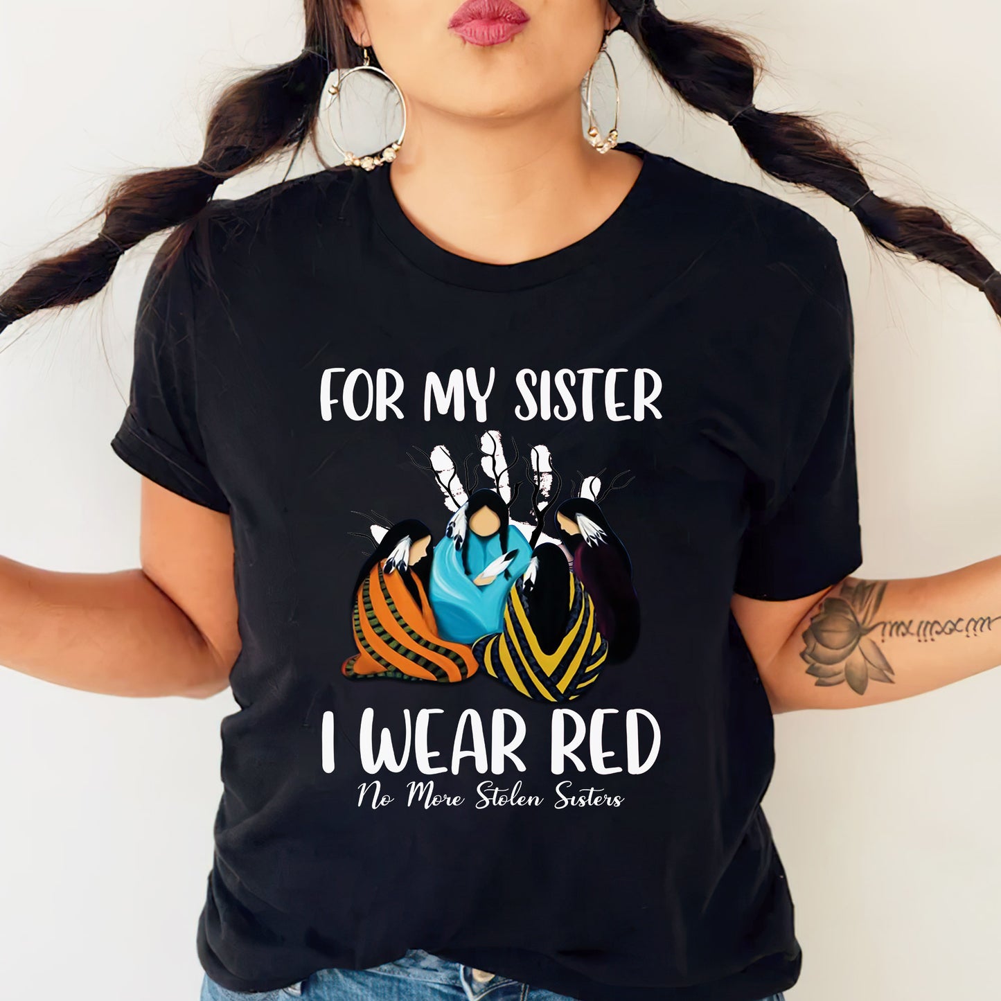 MMIW For My Sisters I Wear Red No More Sister Stolen Unisex T-Shirt/Hoodie/Sweatshirt