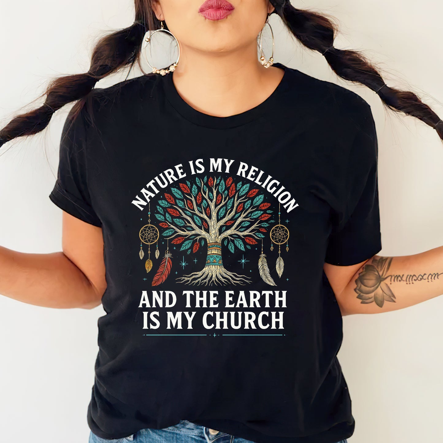 Nature Is My Religion Earth Is My Church Tree of Life Boho Unisex T-Shirt/T-Shirt V-Neck/Hoodie/Sweatshirt