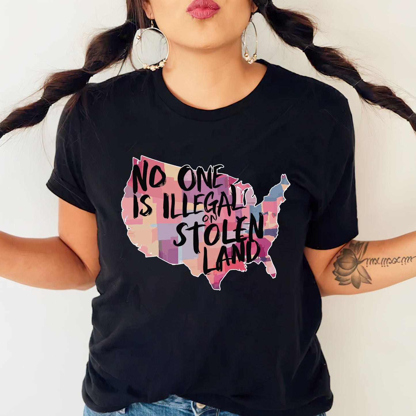 No One Is Illegal On Stolen Land Indigenous Rights USA Unisex T-Shirt/T-Shirt V-Neck/Hoodie/Sweatshirt