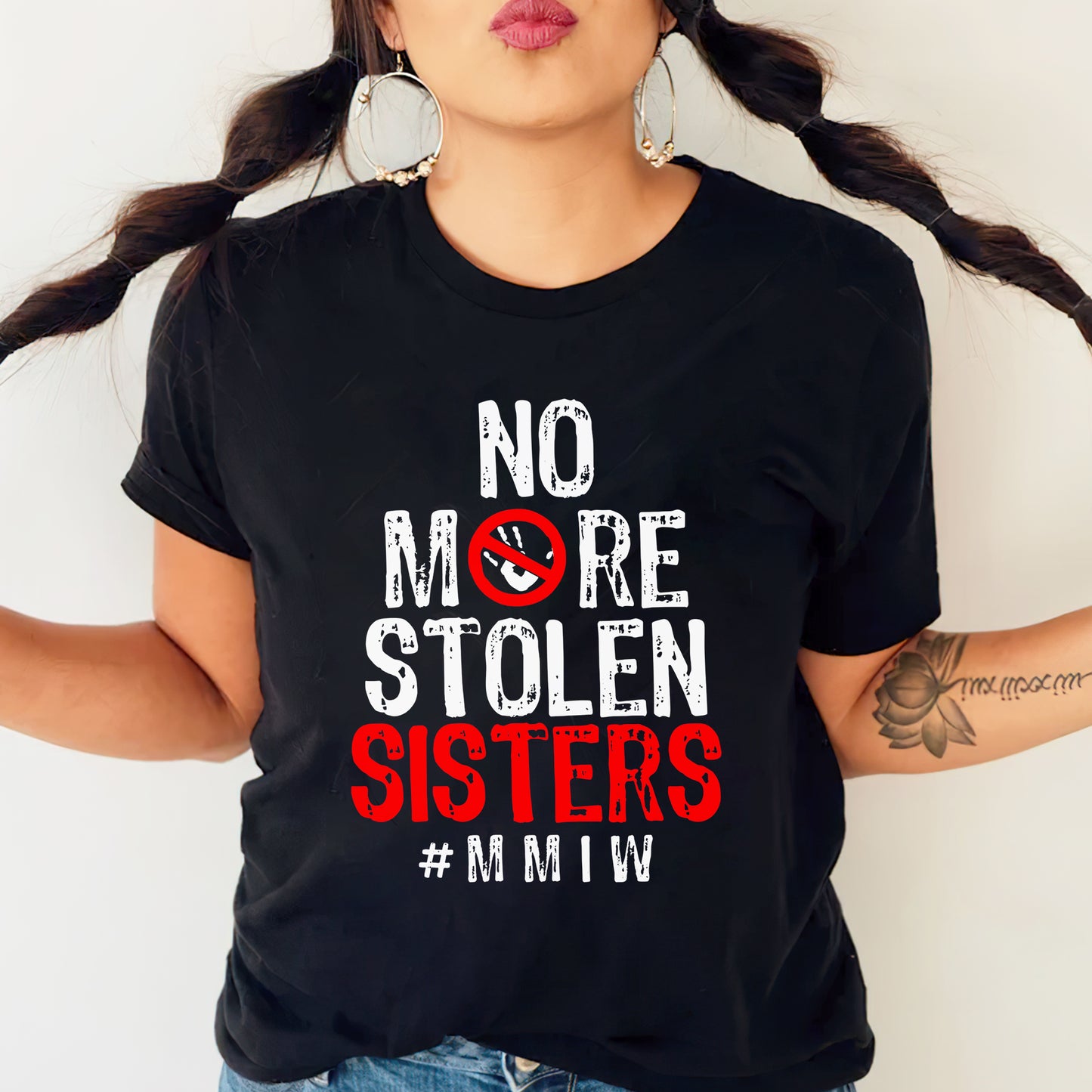 No More Stolen Sisters Red Hand - MMIW Unisex T-Shirt/Hoodie/V-Neck/Sweatshirt