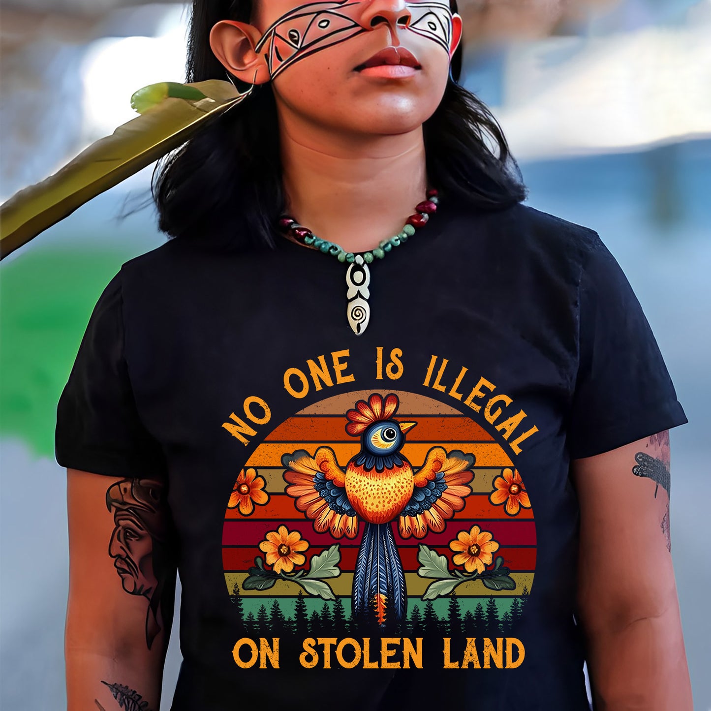 NO ONE IS ILLEGAL ON STOLEN LAND 25 - One sides - Unisex T-Shirt/T-Shirt V-Neck/Hoodie/Sweatshirt