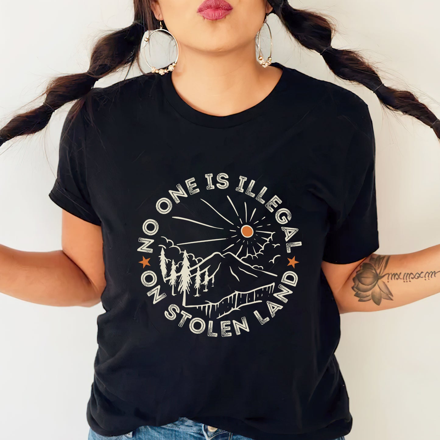 No One Is Illegal On Stolen Land Awareness Unisex T-Shirt/T-Shirt V-Neck/Hoodie/Sweatshirt