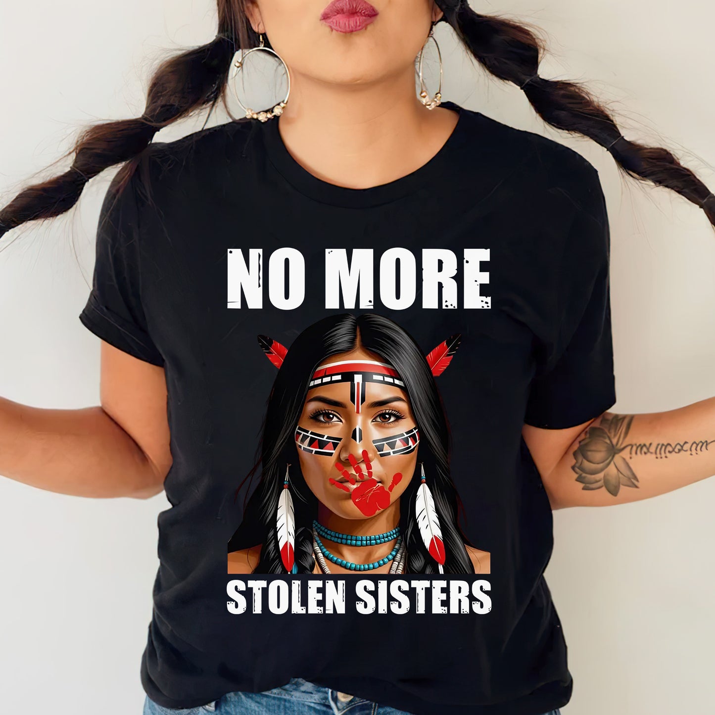 No More Stolen Sisters Red Hand - MMIW Unisex T-Shirt/Hoodie/V-Neck/Sweatshirt