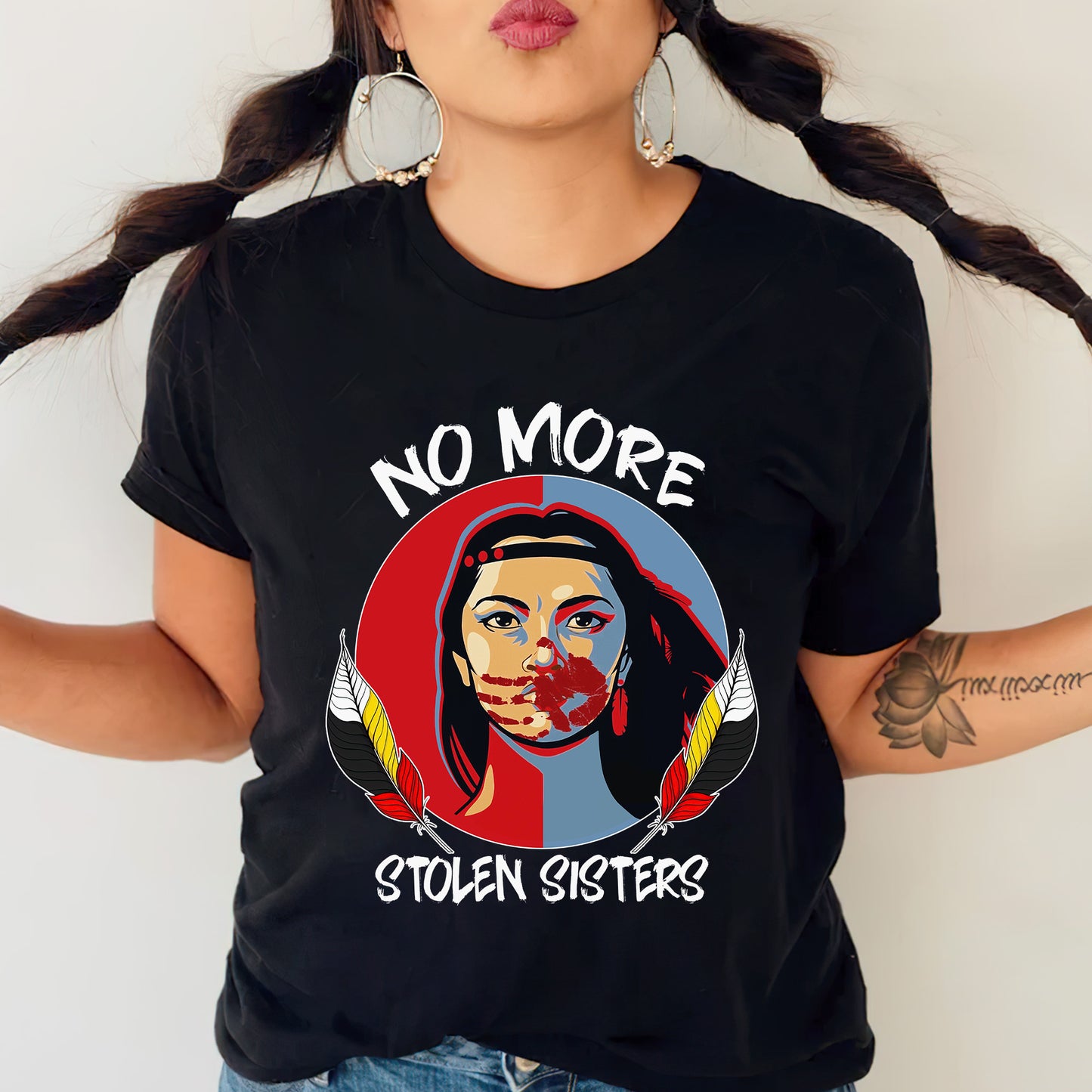 MMIW No More Stolen Sisters Red Hand Indigenous Women Empowerment Unisex T-Shirt/T-Shirt V-Neck/Hoodie/Sweatshirt