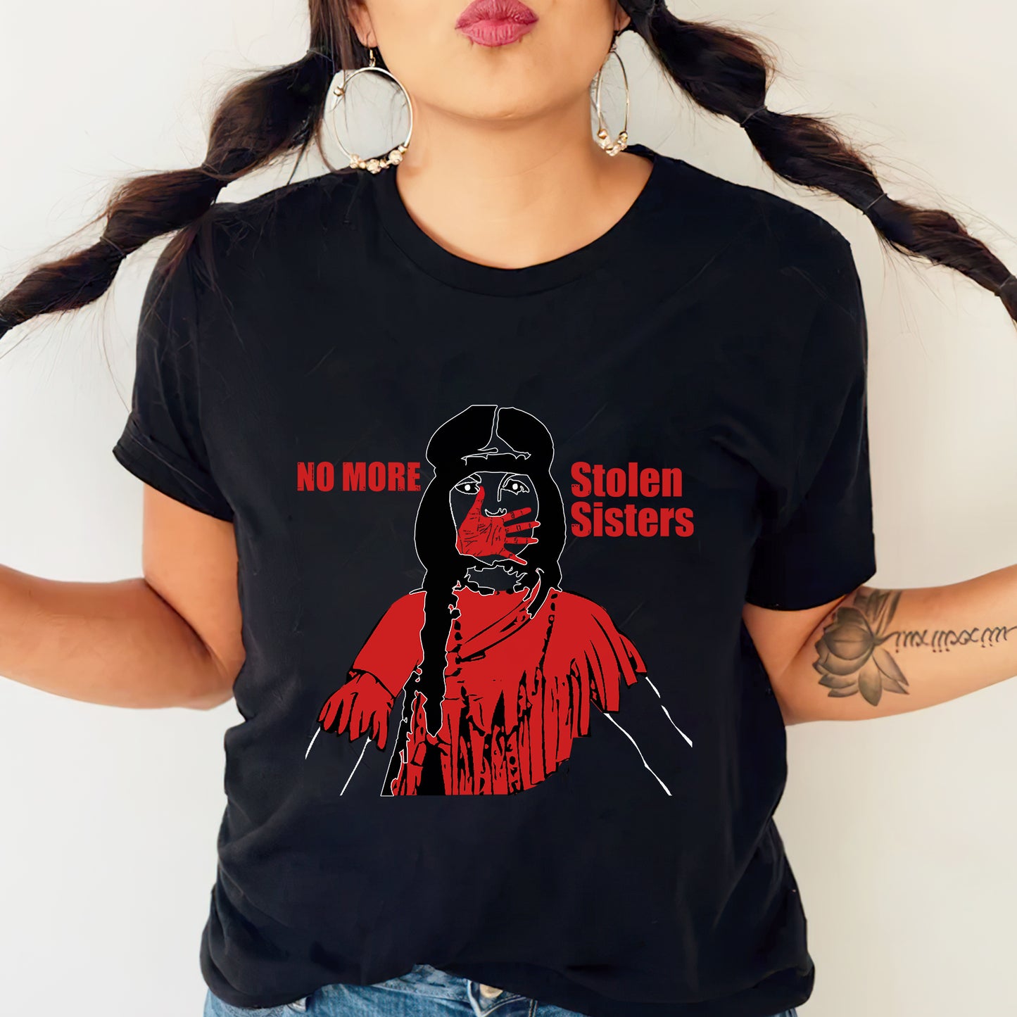 "No More Stolen Sisters - MMIW Unisex T-Shirt/Hoodie/V-Neck/Sweatshirt - Stand Against Missing Indigenous Women"