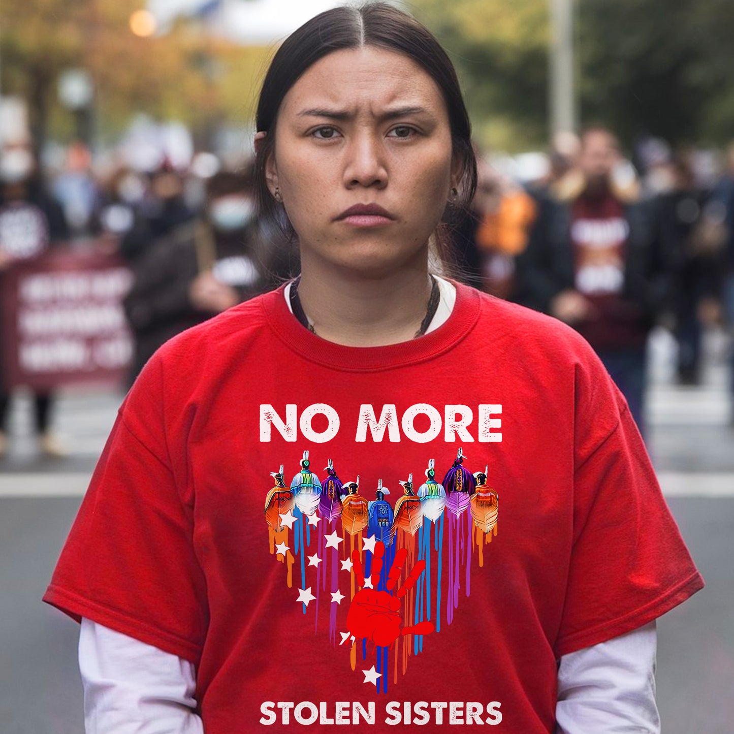 No More Stolen Sisters Red Hand Indigenous Women Awareness Unisex T-Shirt/T-Shirt V-Neck/Hoodie/Sweatshirt