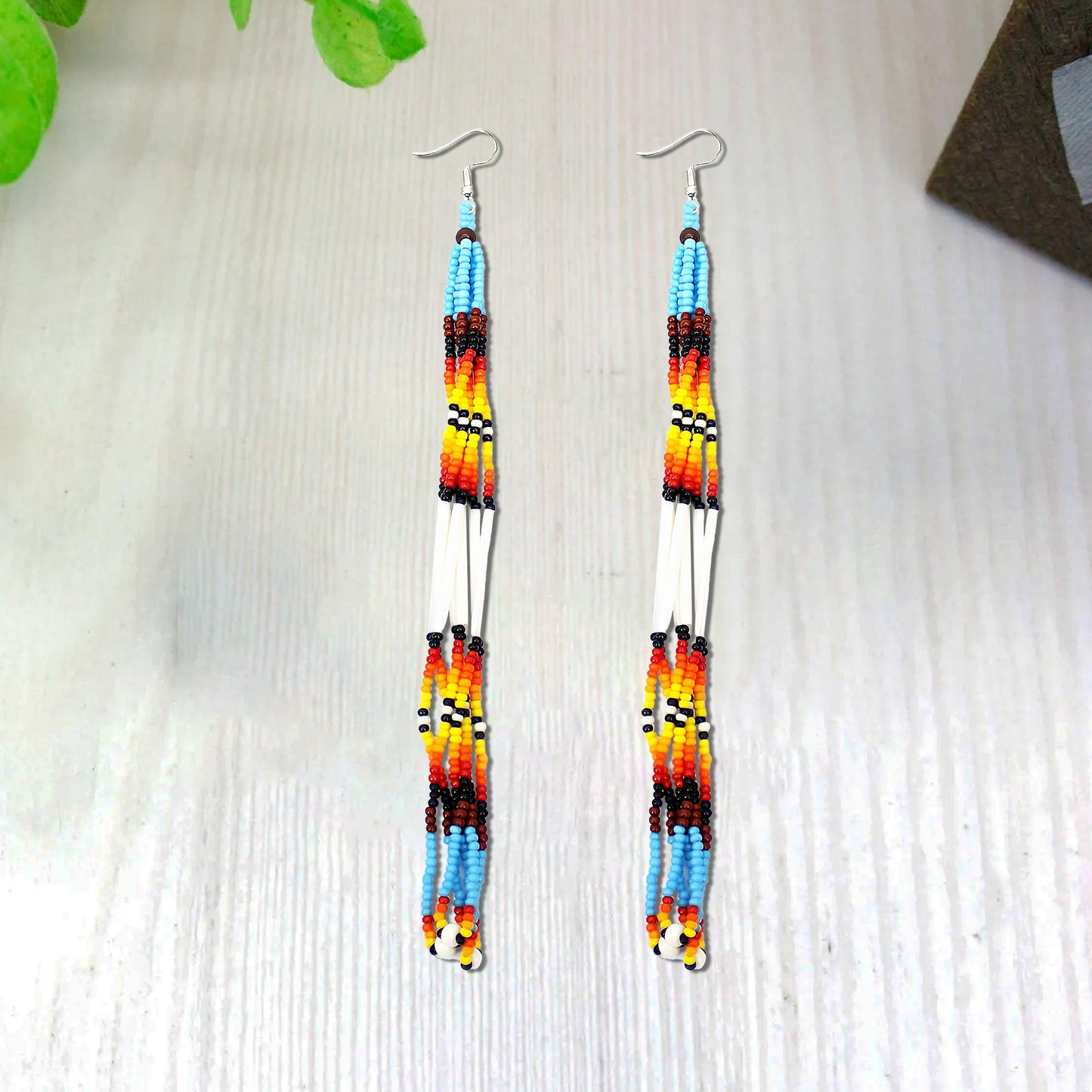 Multi-Color Long Beaded Handmade Earrings For Women